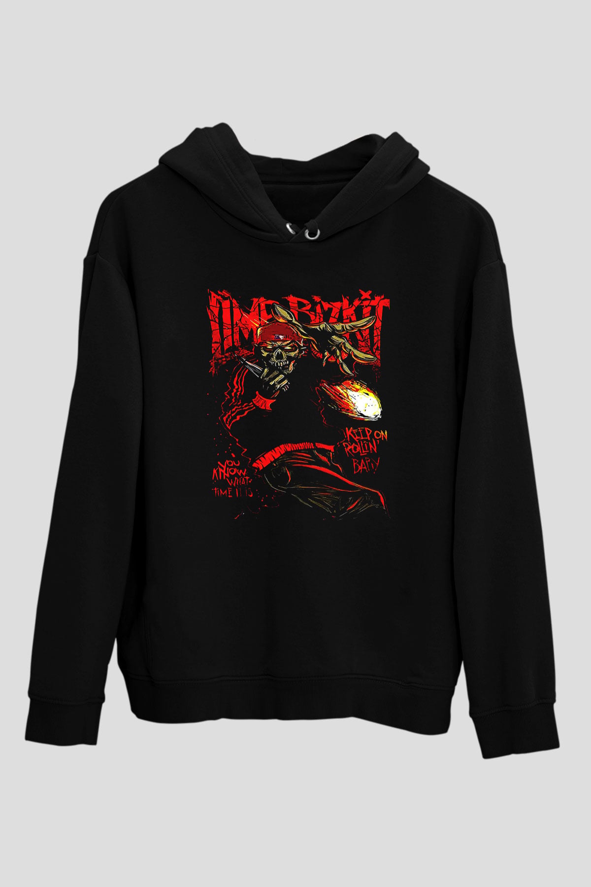 Limp Bizkit Baskılı Unisex Siyah Kapüşonlu Sweatshirt