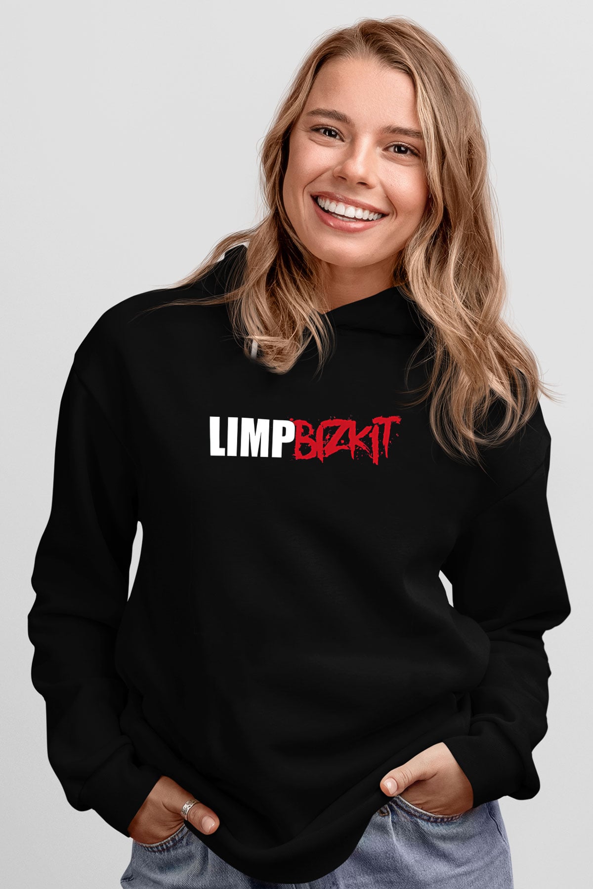 Limp Bizkit Baskılı Unisex Siyah Kapüşonlu Sweatshirt