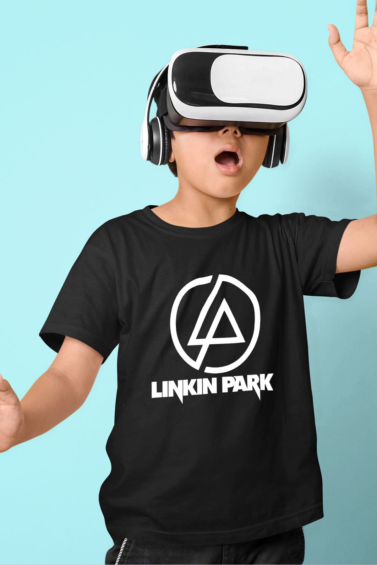 Linkin Park Baskılı Siyah Unisex Çocuk Tişört