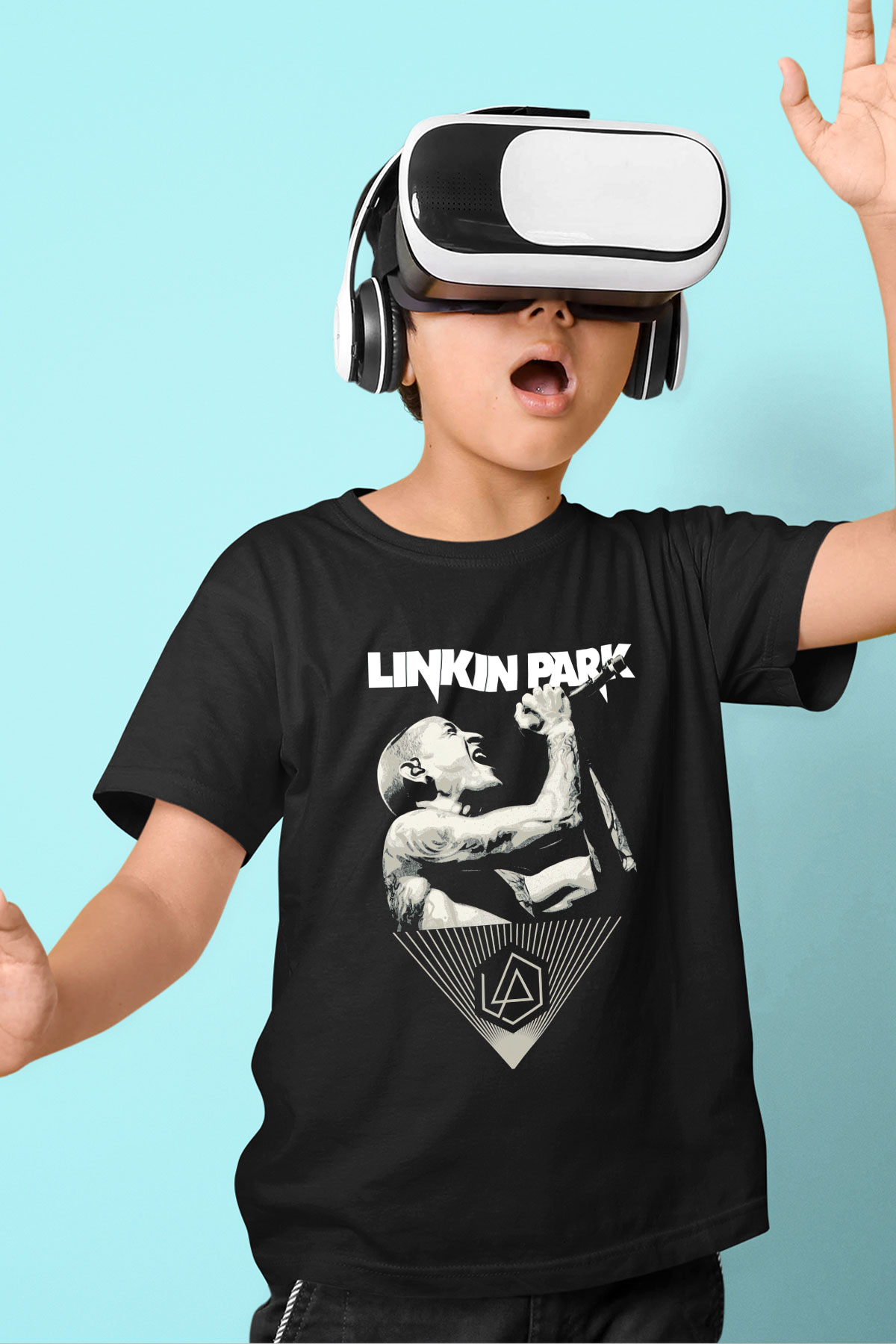 Linkin Park Baskılı Siyah Unisex Çocuk Tişört