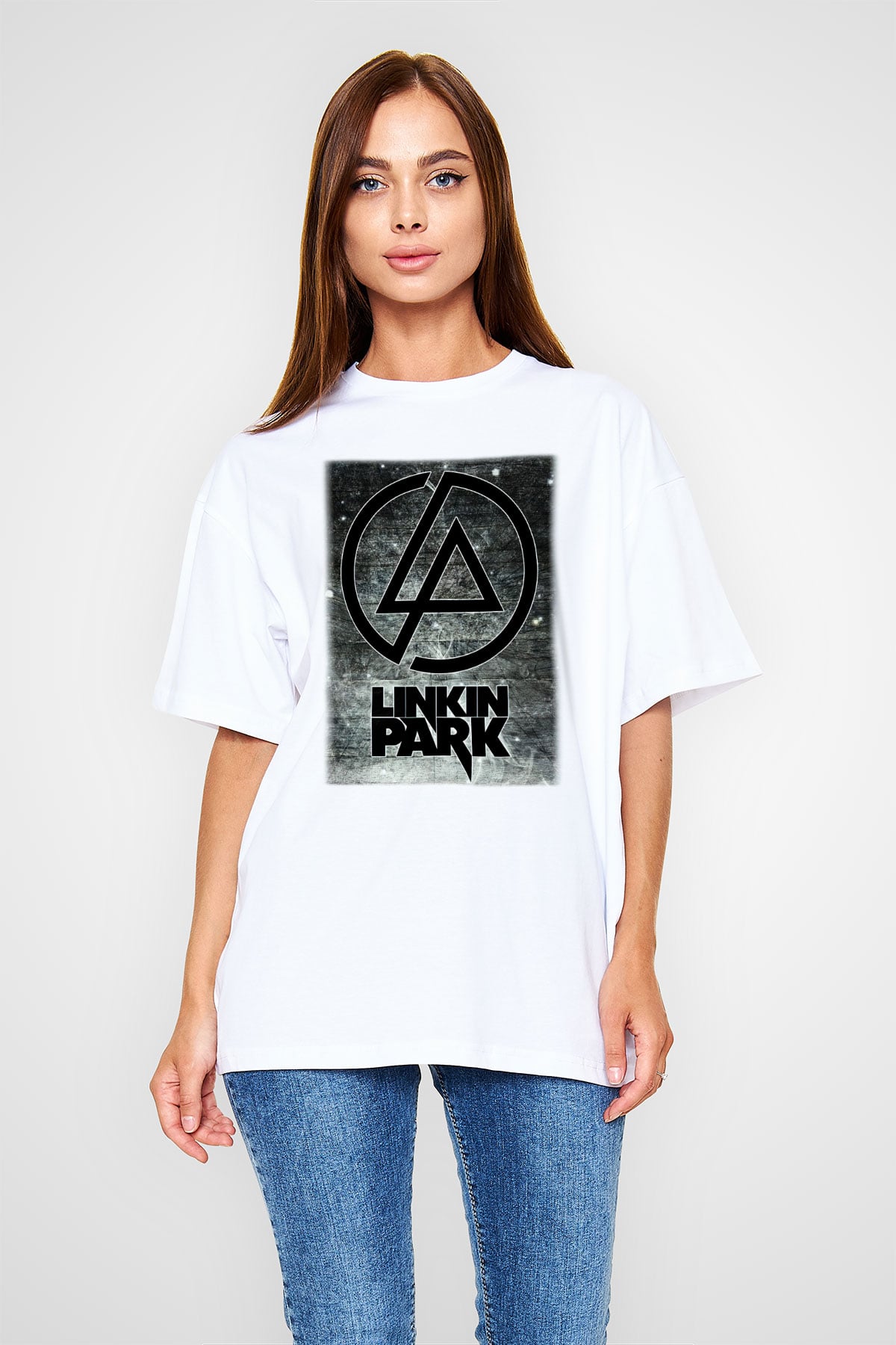 Linkin Park Beyaz Unisex Oversize Tişört T-Shirt