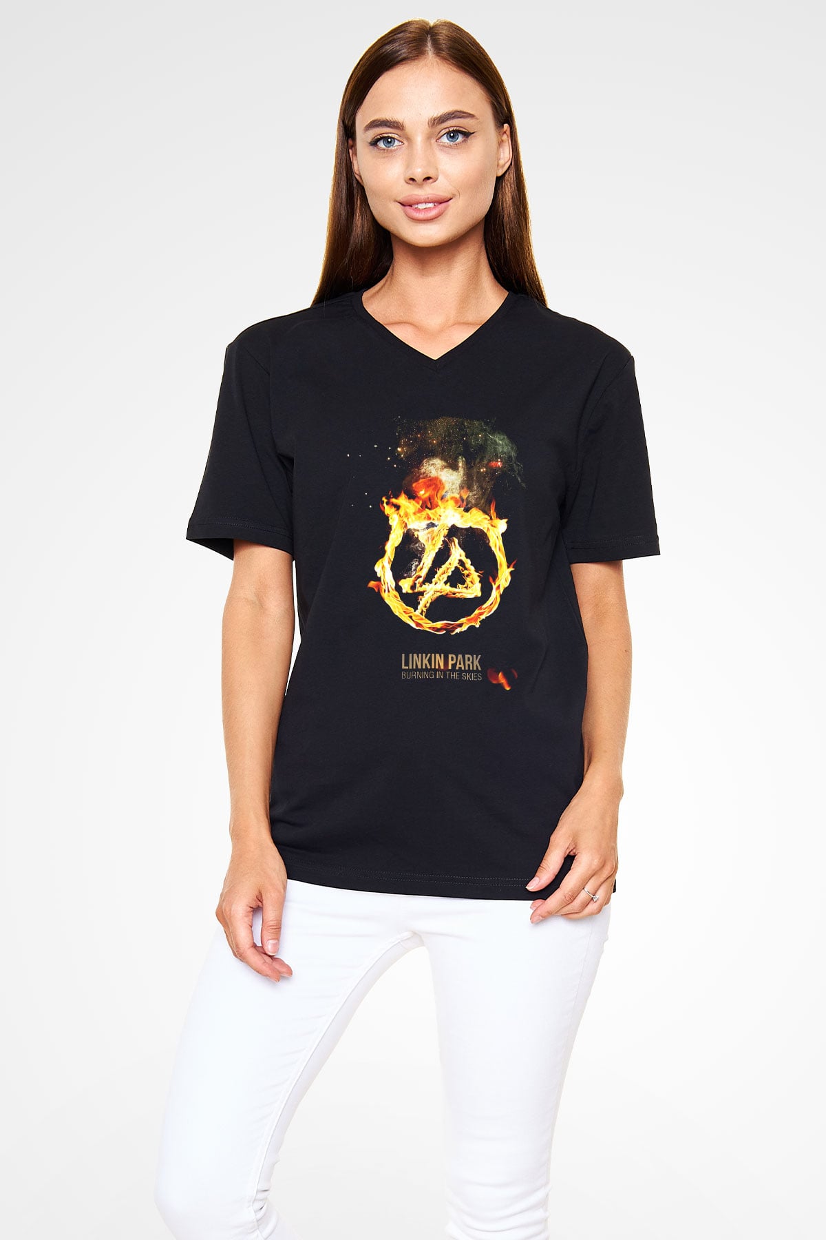 Linkin Park Siyah Unisex V Yaka Tişört T-Shirt