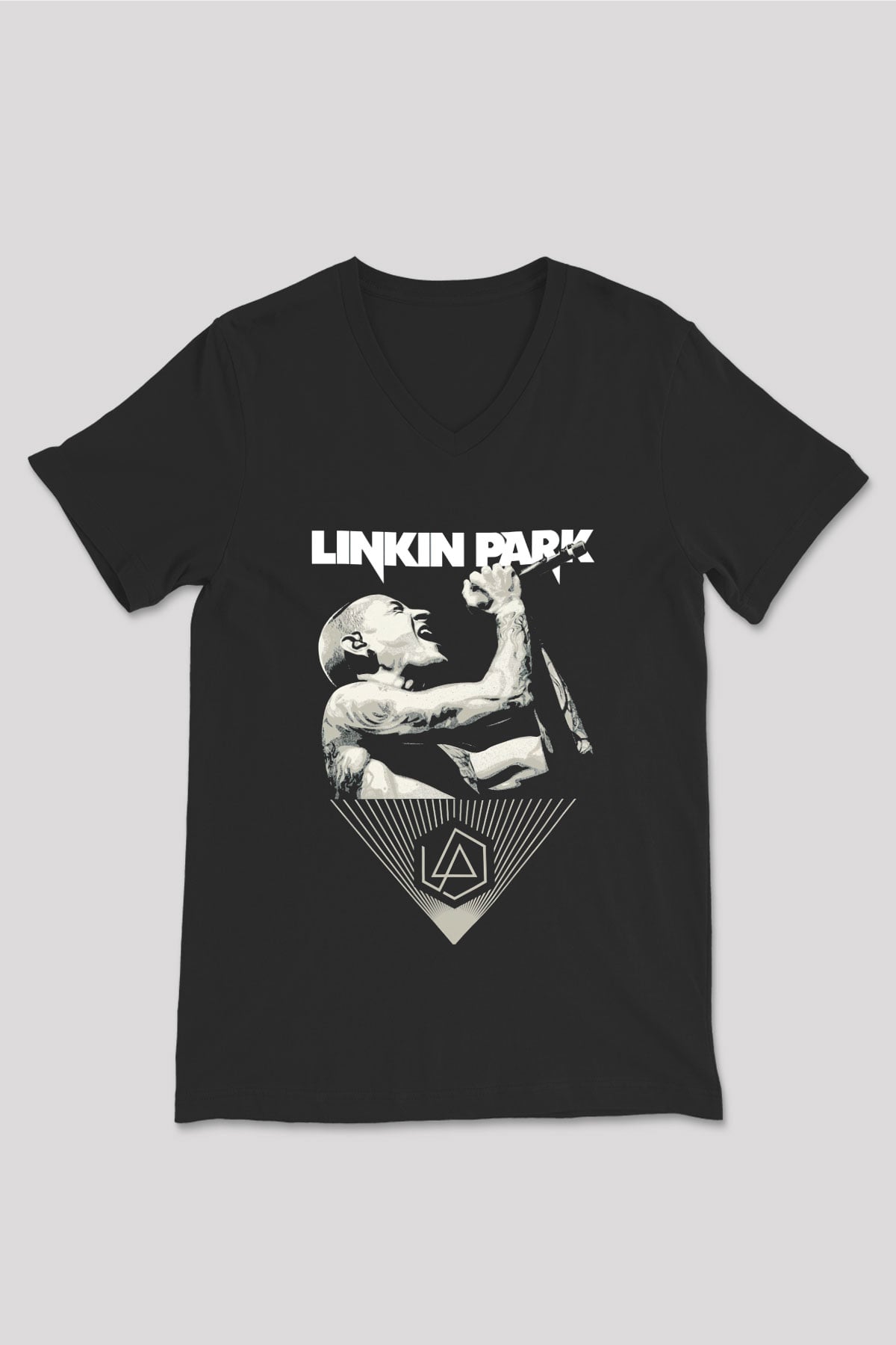 Linkin Park Siyah Unisex V Yaka Tişört T-Shirt