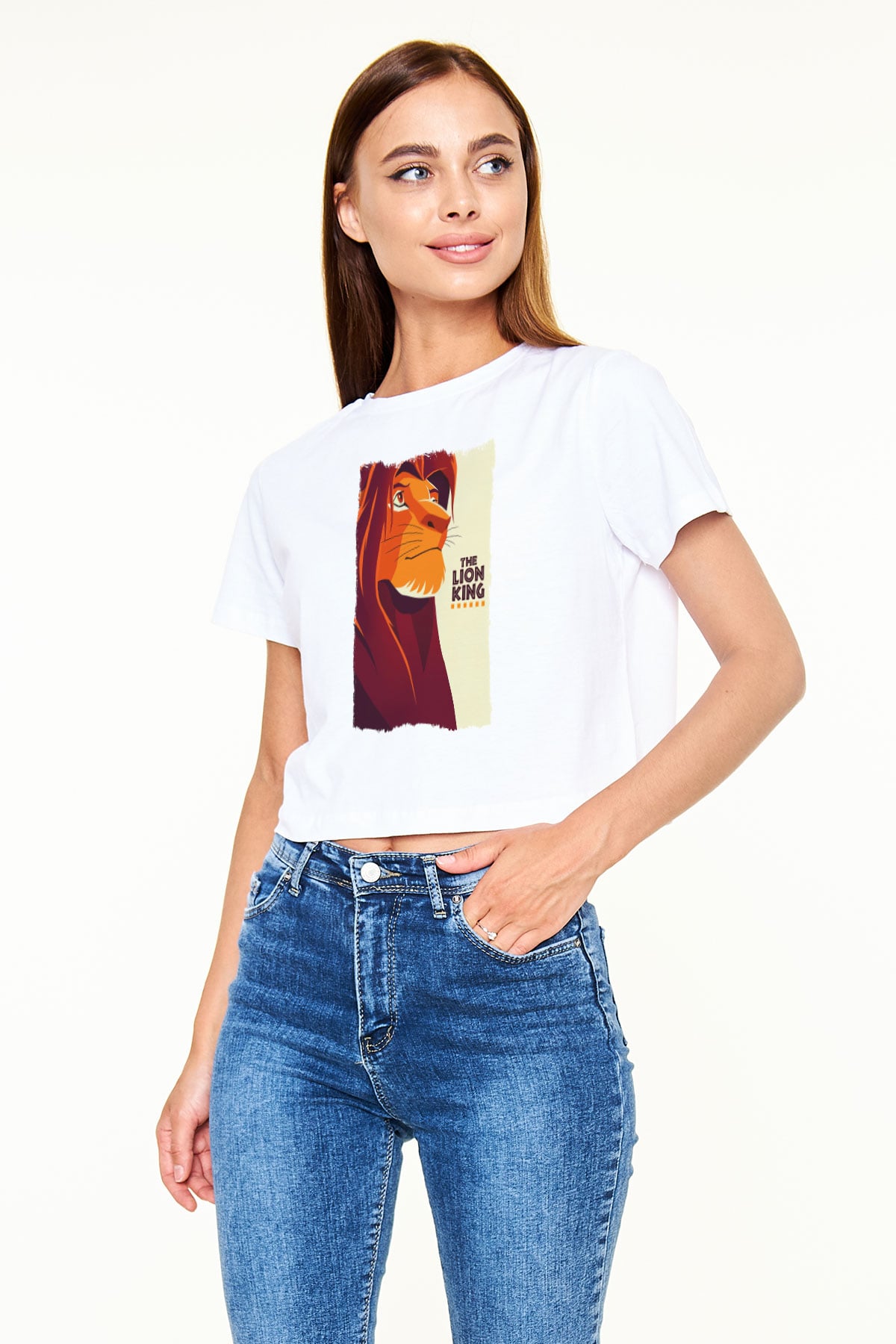 Lion King Beyaz  Crop Top Tişört