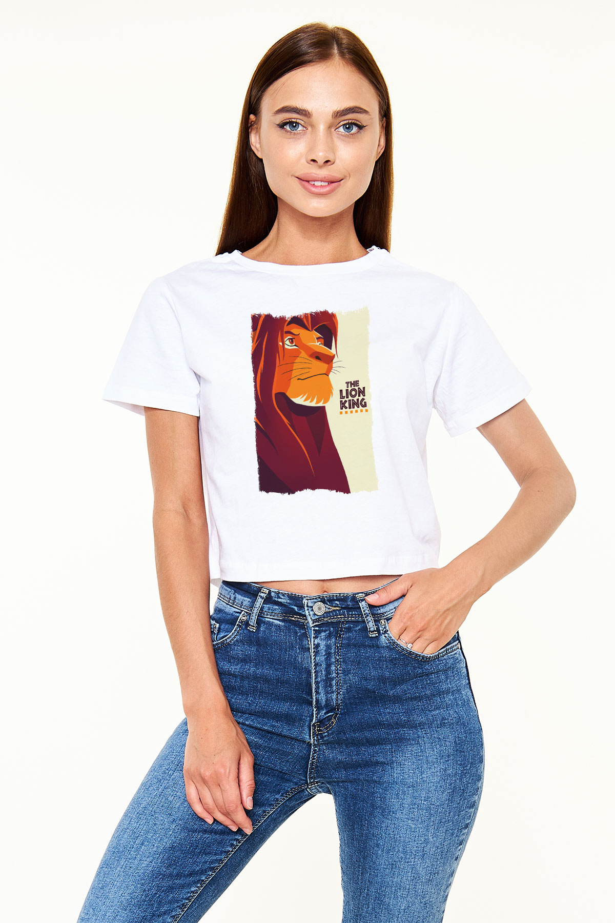 Lion King Beyaz  Crop Top Tişört