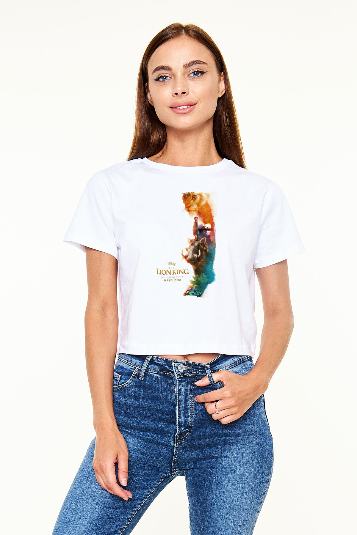 Lion King Beyaz  Crop Top Tişört