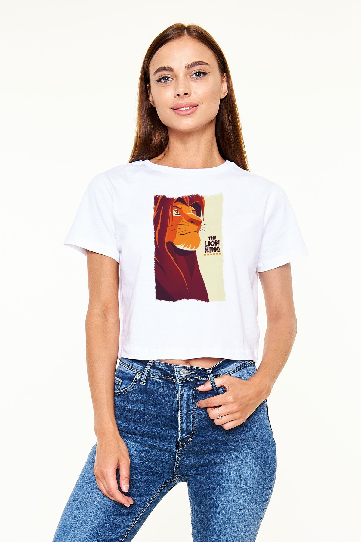 Lion King Beyaz  Crop Top Tişört