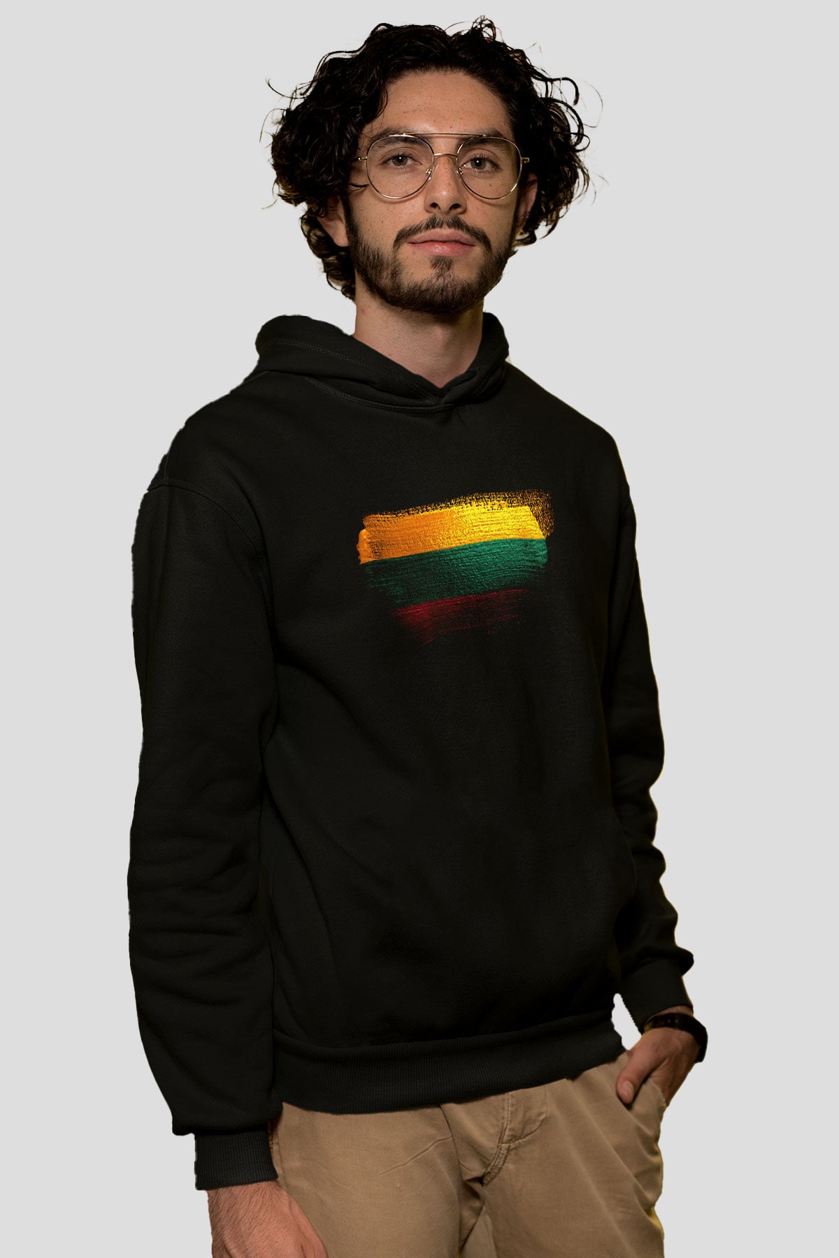 Litvanya - Lithuania Bayrağı Baskılı Unisex Siyah Kapüşonlu Sweatshirt