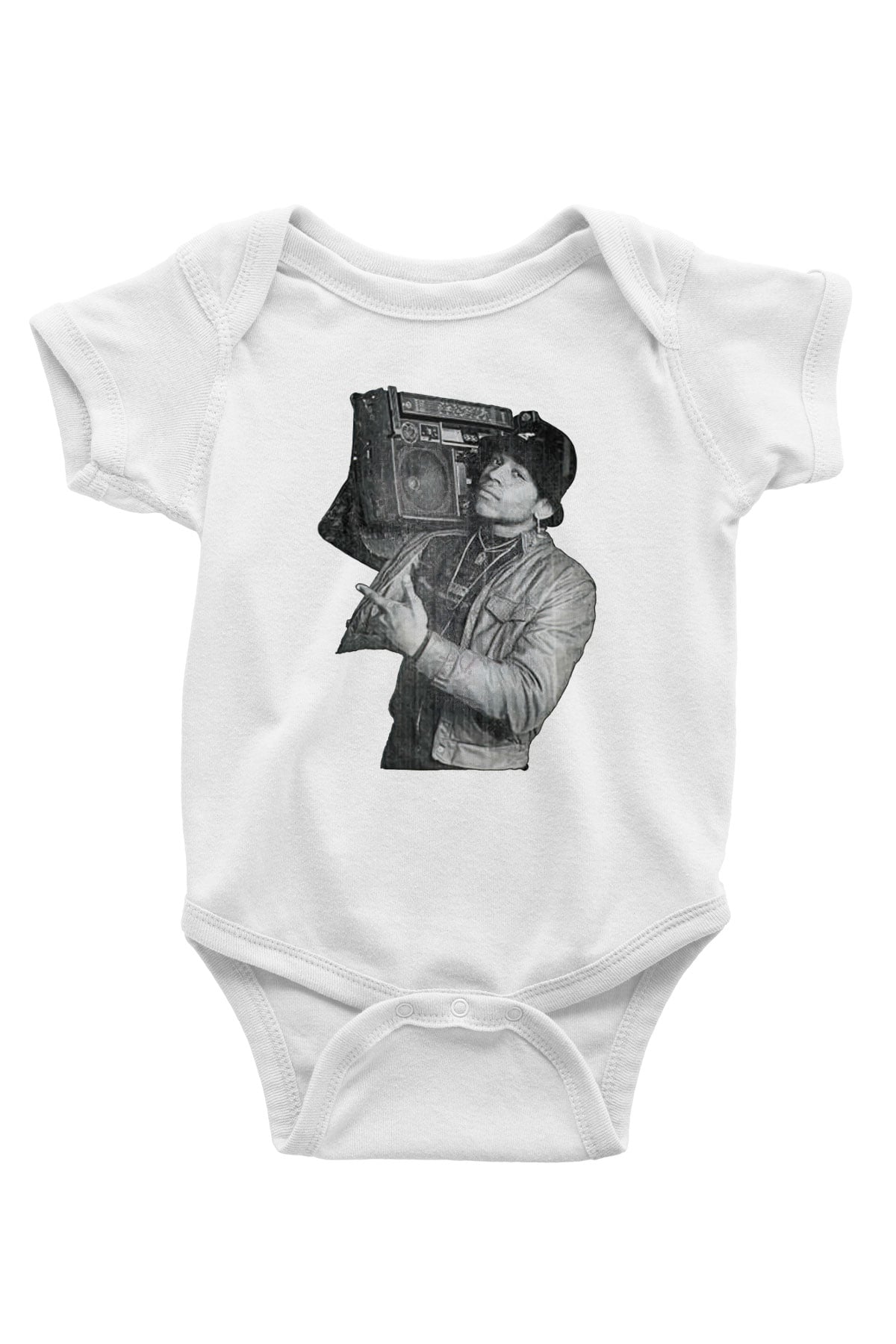 LL Cool J Baskılı Beyaz Unisex Bebek Body - Zıbın