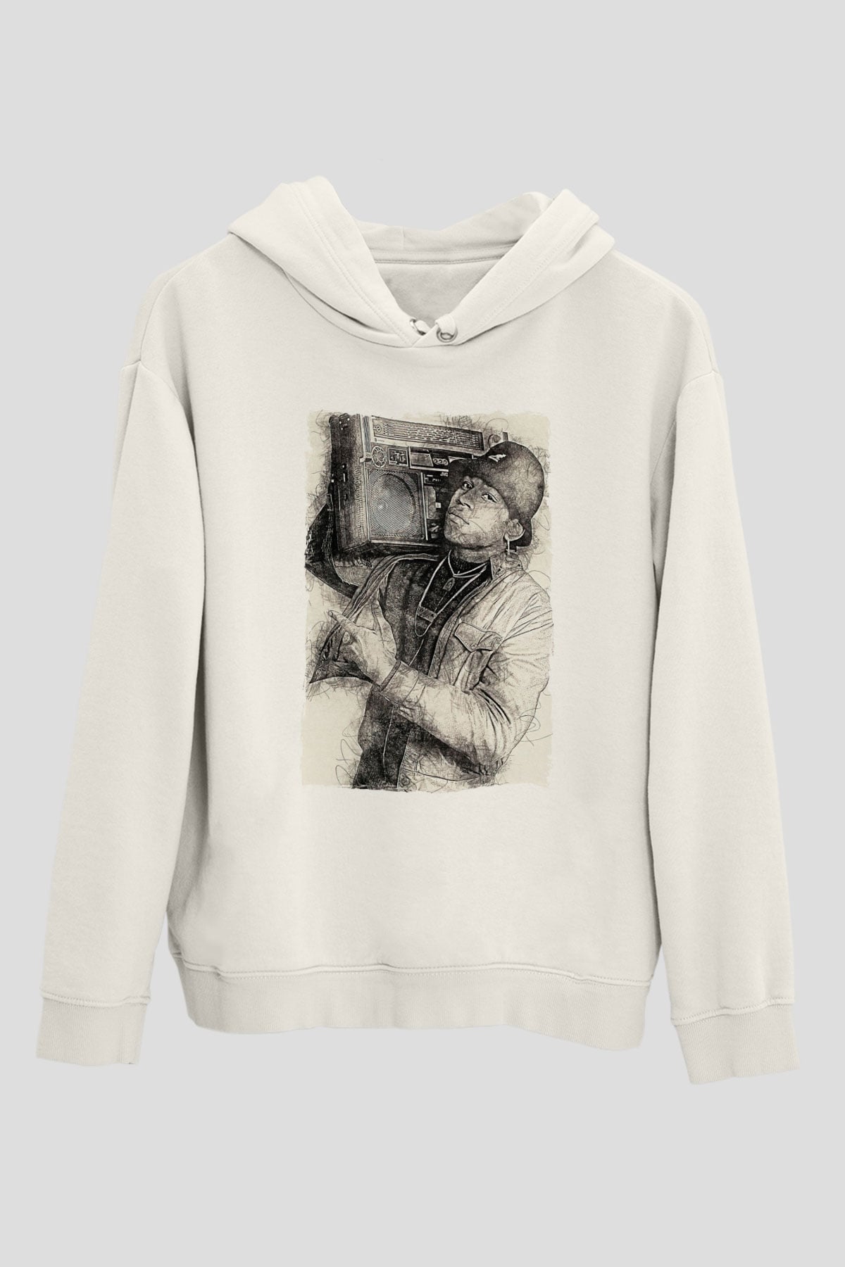 LL Cool J Beyaz Unisex Kapüşonlu Sweatshirt