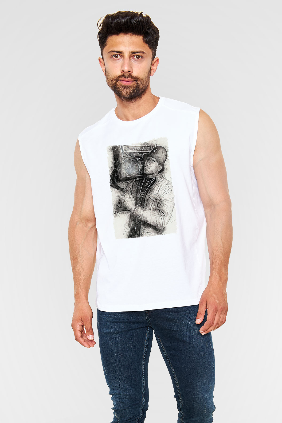 LL Cool J Beyaz Unisex Kolsuz Tişört
