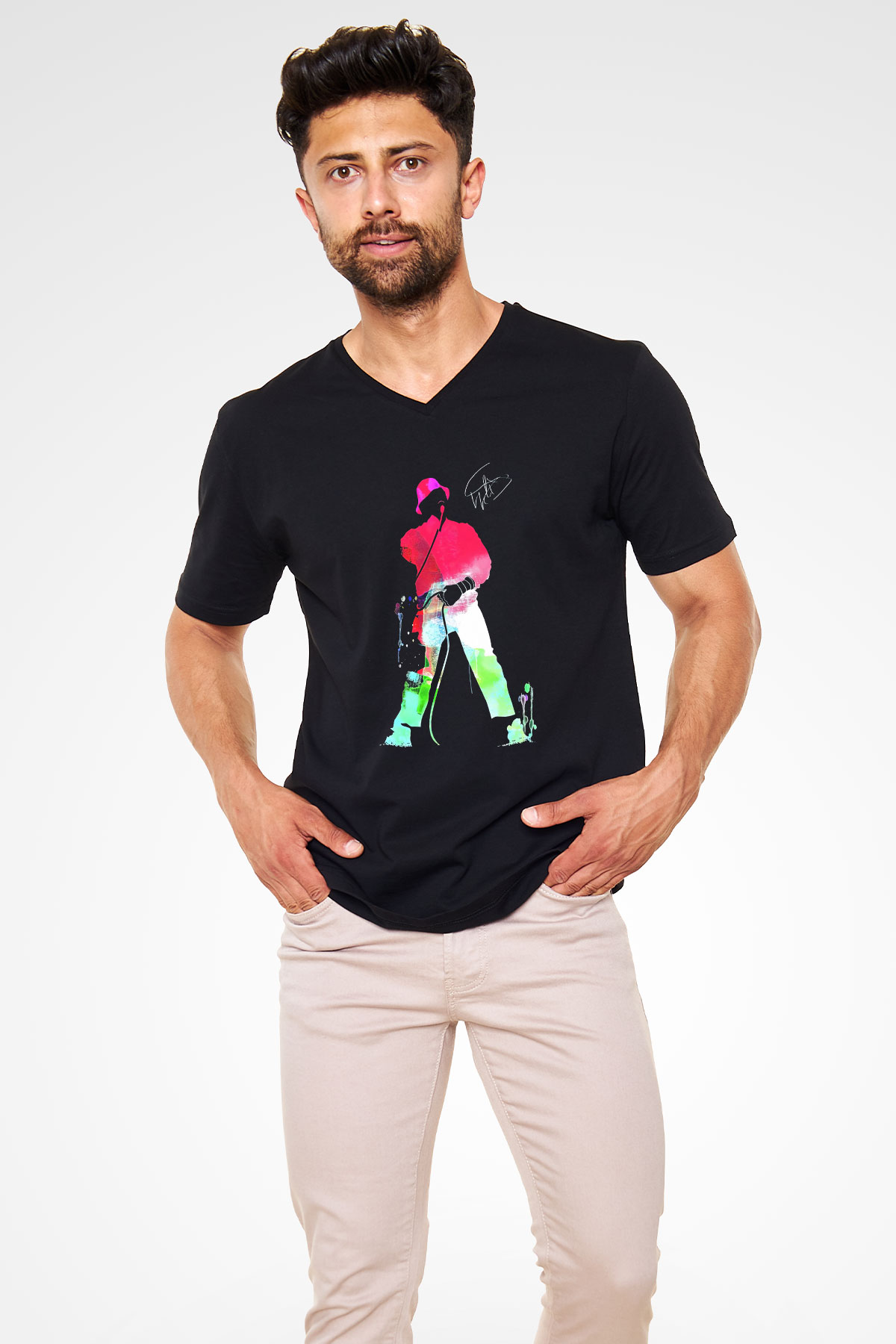 LL Cool J Siyah Unisex V Yaka Tişört