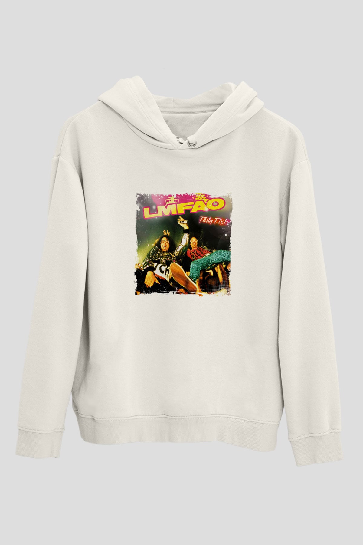 LMFAO Baskılı Unisex Beyaz Kapüşonlu Sweatshirt