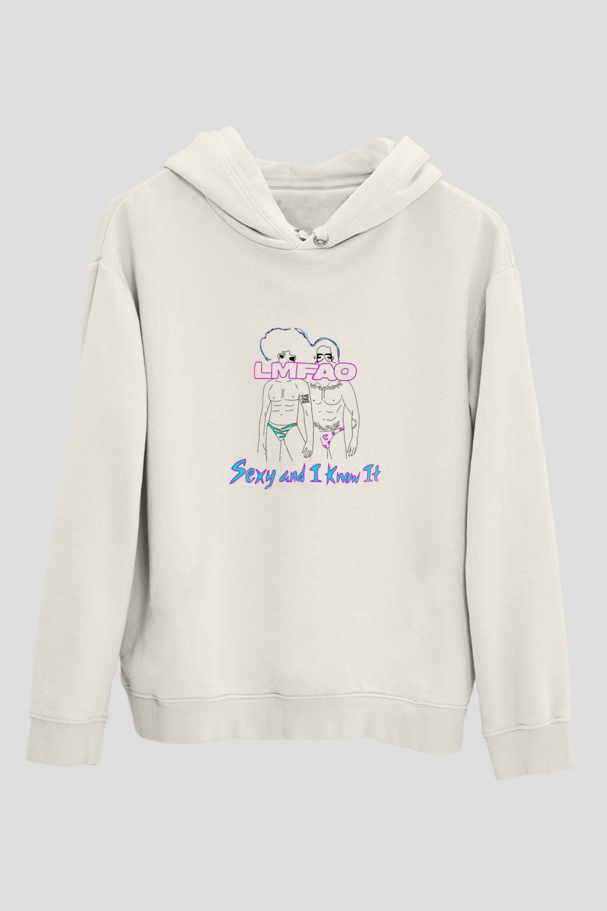 LMFAO Baskılı Unisex Beyaz Kapüşonlu Sweatshirt