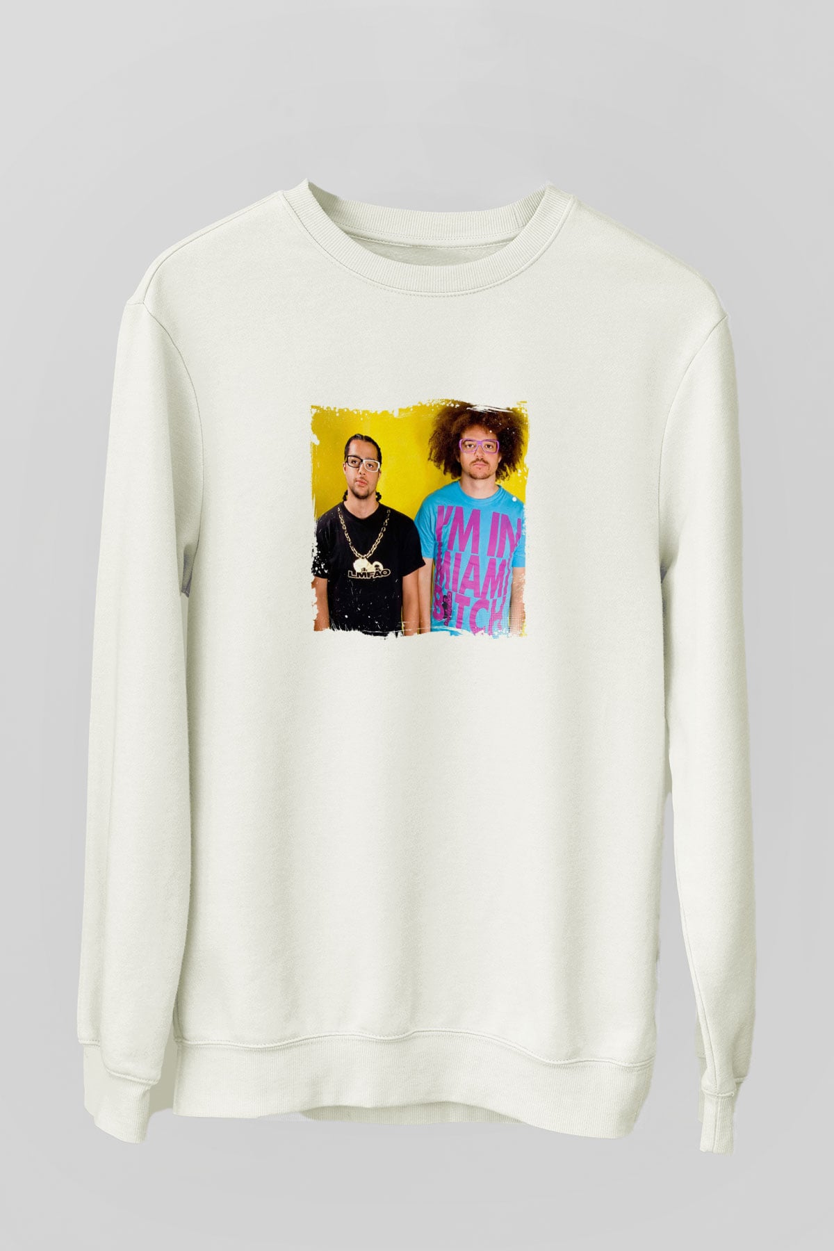 LMFAO Baskılı Unisex Beyaz Sweatshirt