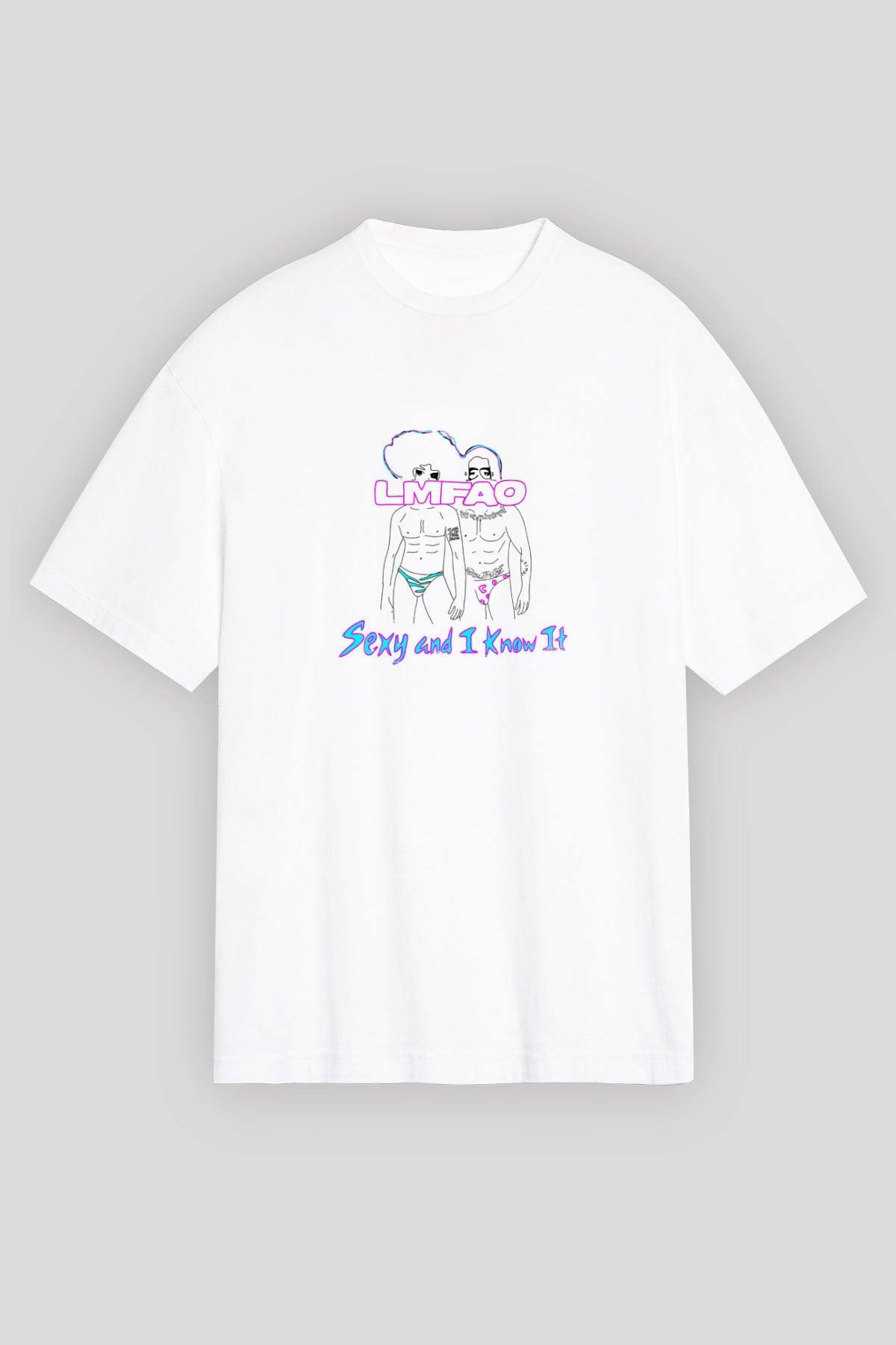 LMFAO Baskılı Unisex Beyaz Tişört