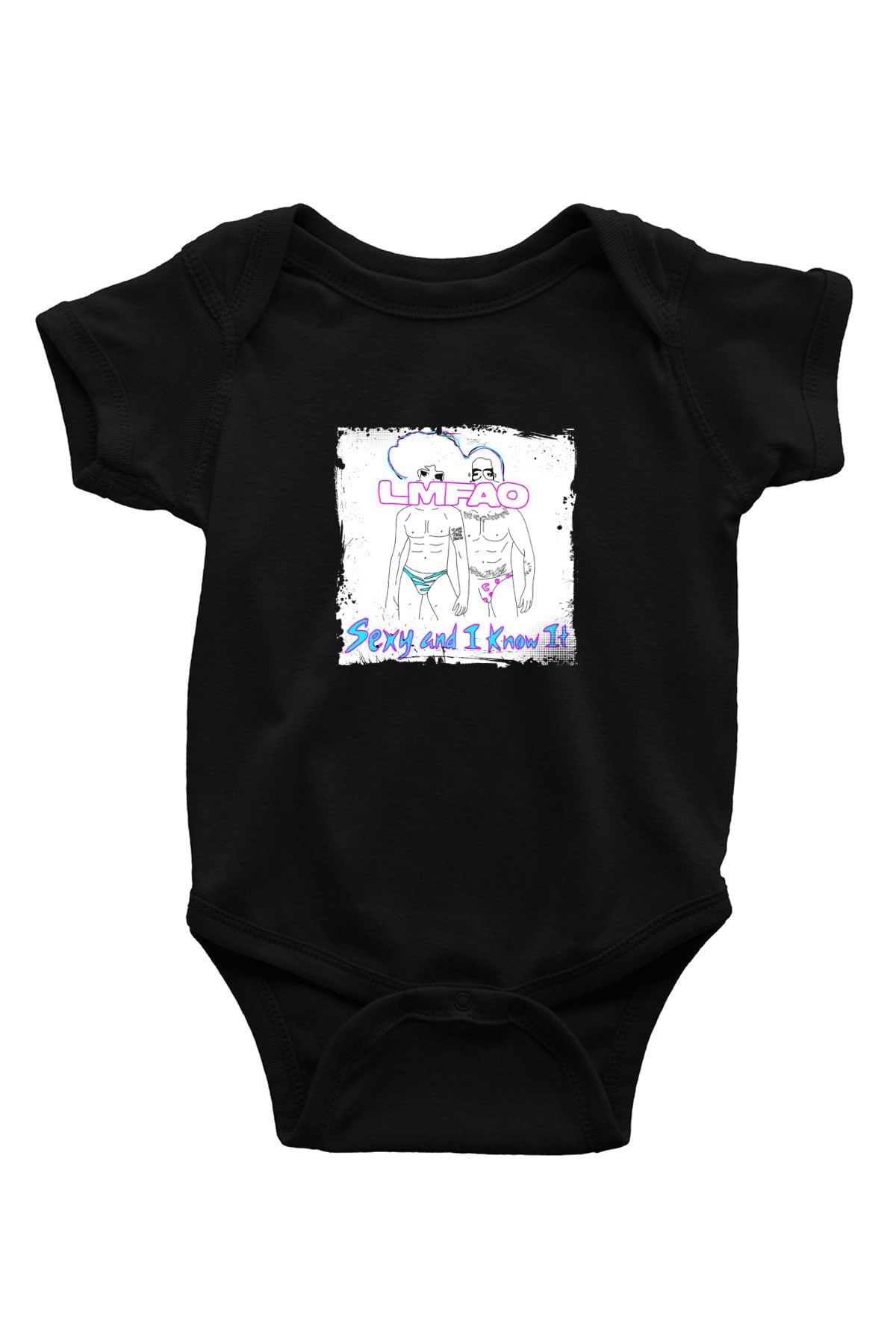 LMFAO Baskılı Unisex Siyah Bebek Body - Zıbın