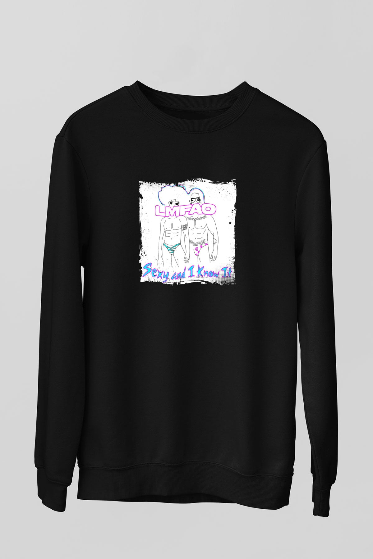 LMFAO Baskılı Unisex Siyah Sweatshirt