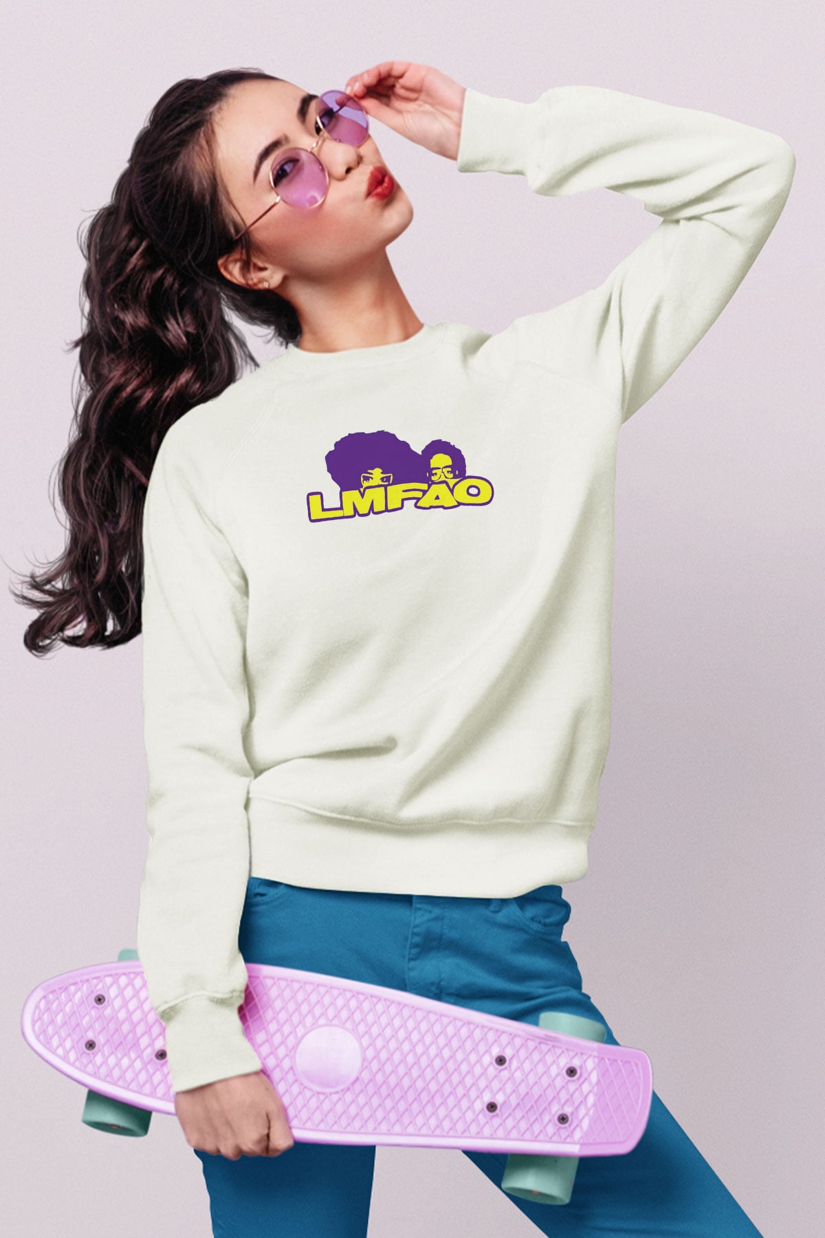 LMFAO Beyaz Unisex Sweatshirt