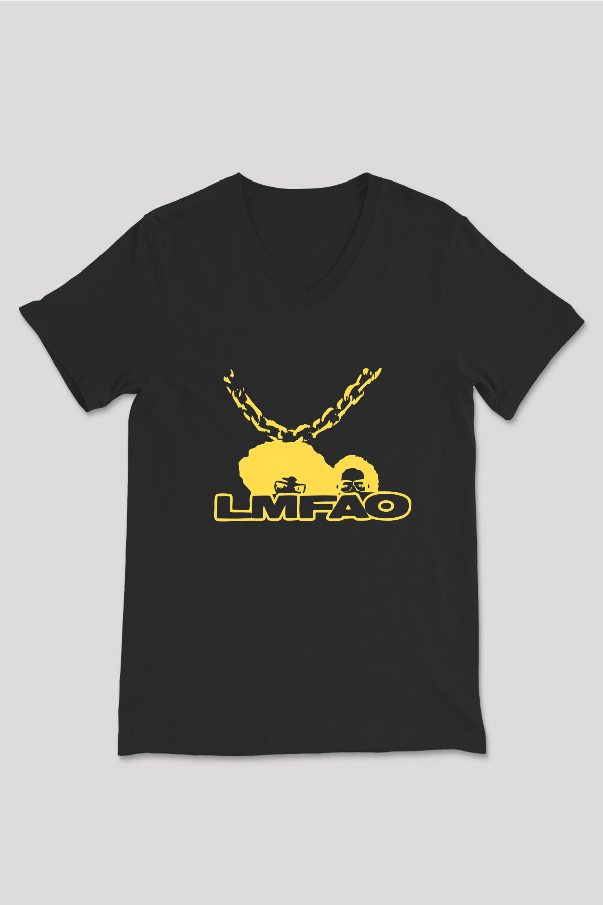 LMFAO Siyah Unisex V Yaka Tişört T-Shirt