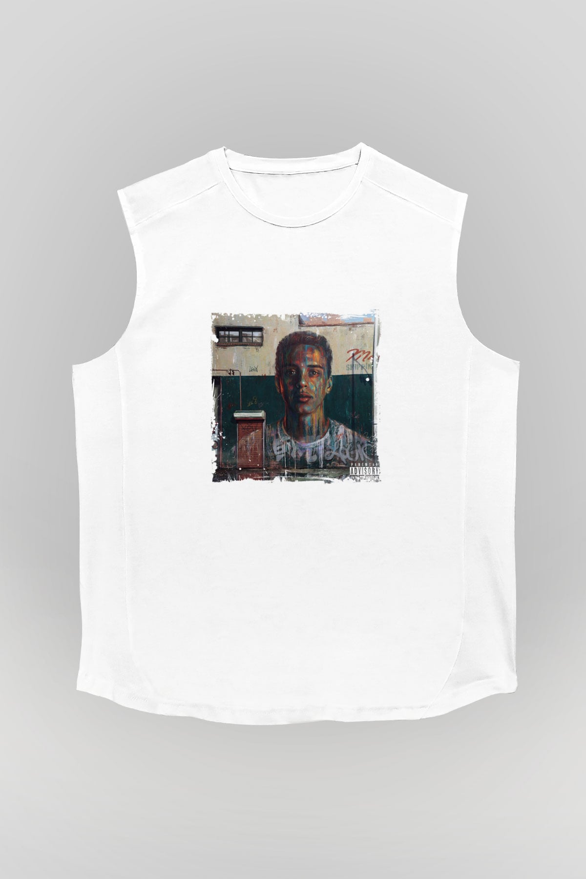 Logic Baskılı Unisex Beyaz Kolsuz Tişört