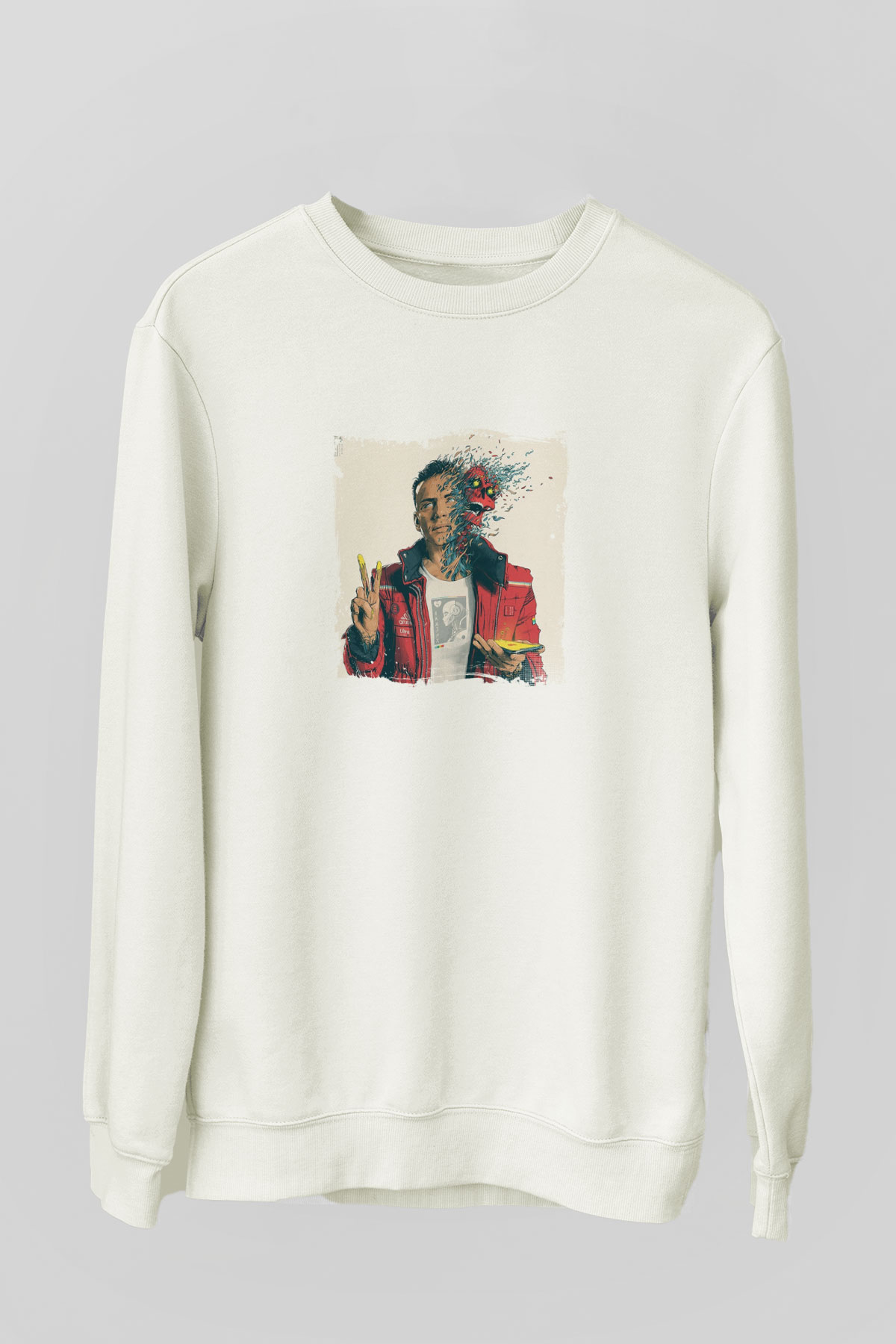 Logic Baskılı Unisex Beyaz Sweatshirt