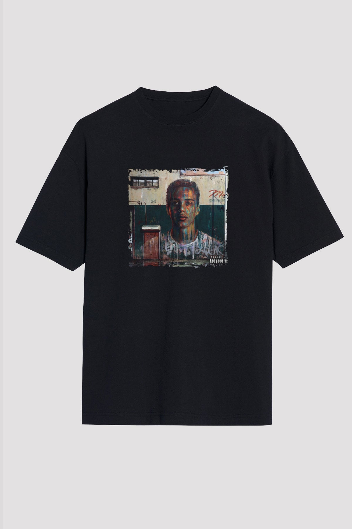 Logic Baskılı Unisex Oversize Siyah Tişört