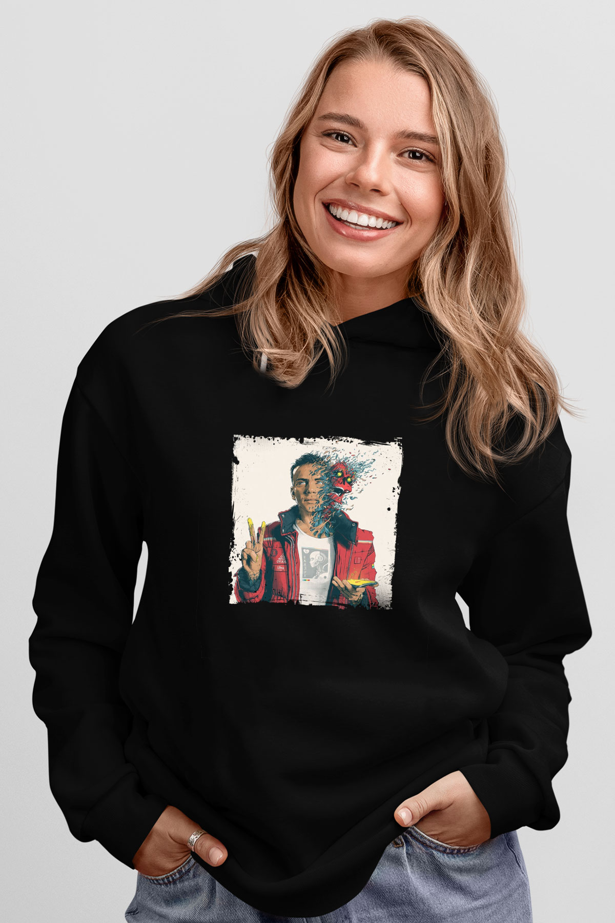 Logic Baskılı Unisex Siyah Hoodie