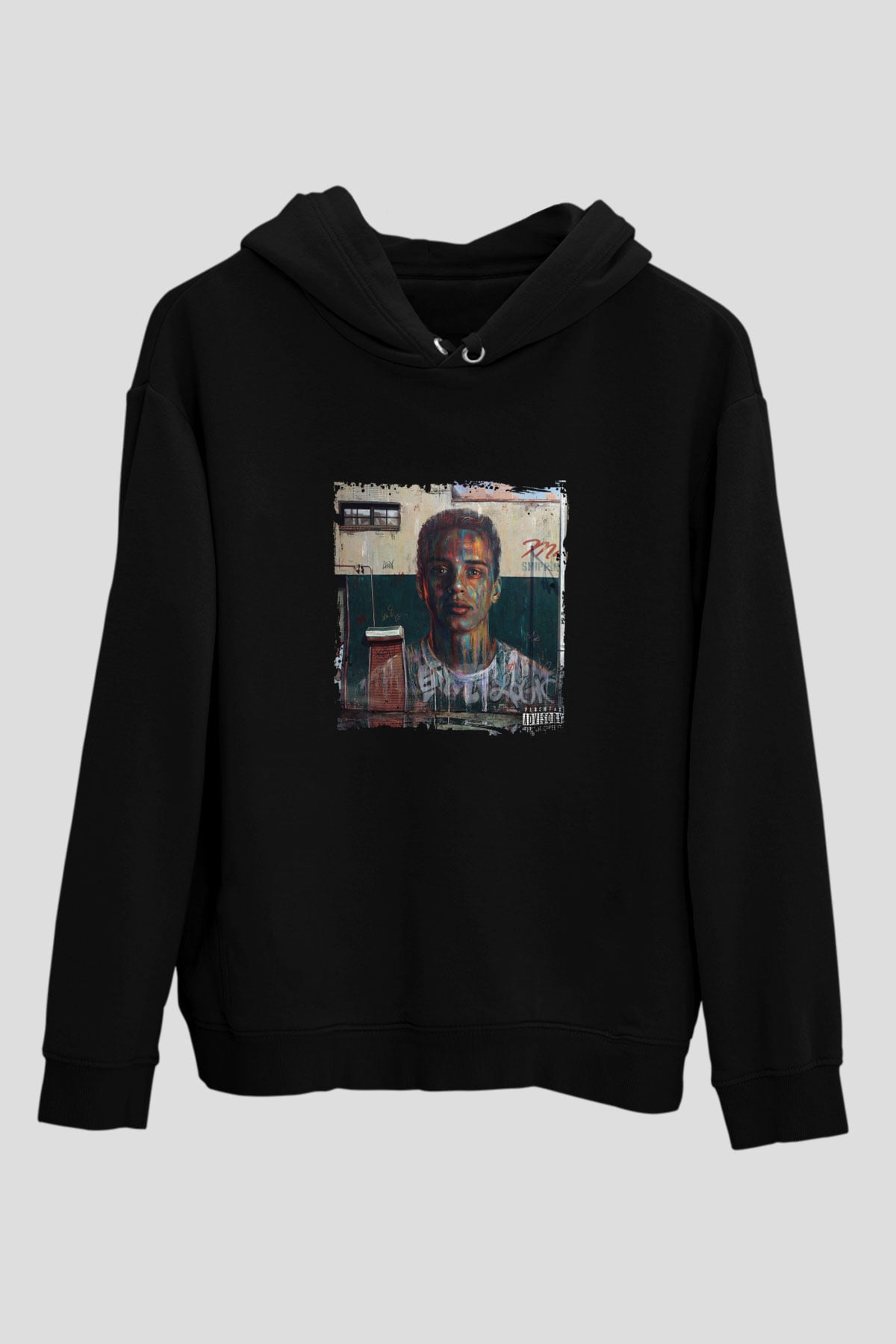 Logic Baskılı Unisex Siyah Hoodie