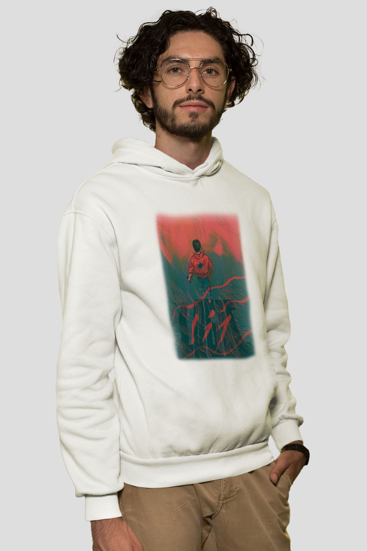 Logic Beyaz Unisex Kapşonlu Sweatshirt