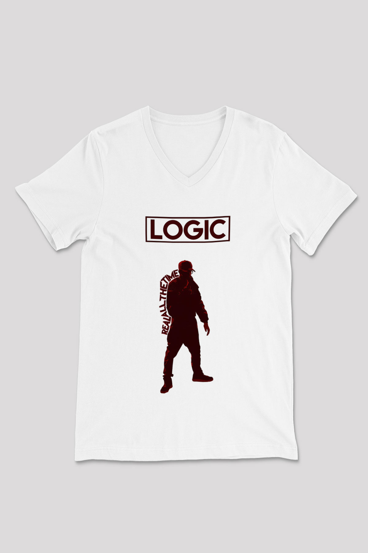 Logic Beyaz Unisex V Yaka Tişört T-Shirt