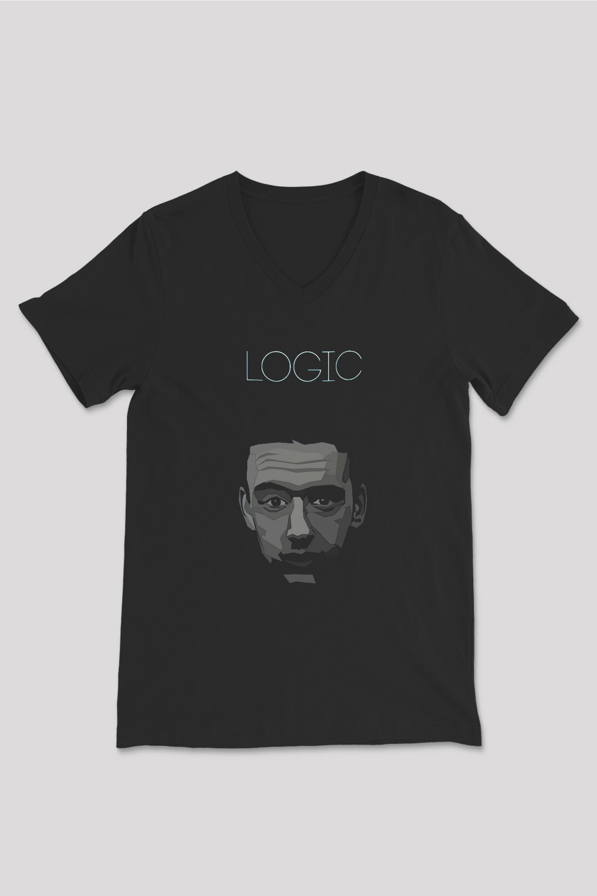 Logic Siyah Unisex V Yaka Tişört T-Shirt