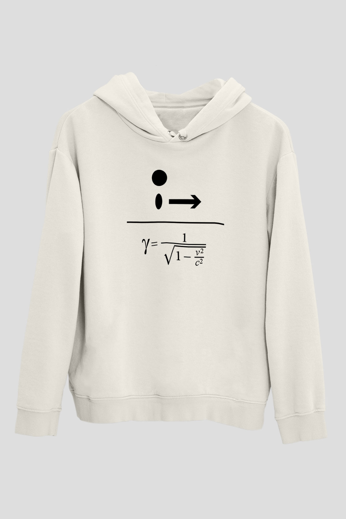 Lorentz Faktörü Baskılı Unisex Ekru Hoodie
