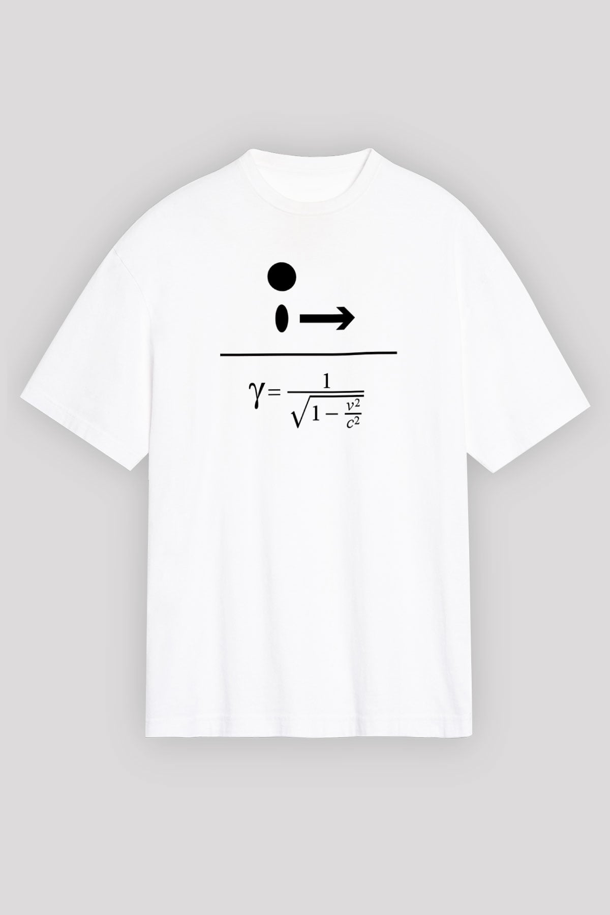 Lorentz Faktörü Baskılı Unisex Oversize Beyaz Tişört - Tshirt
