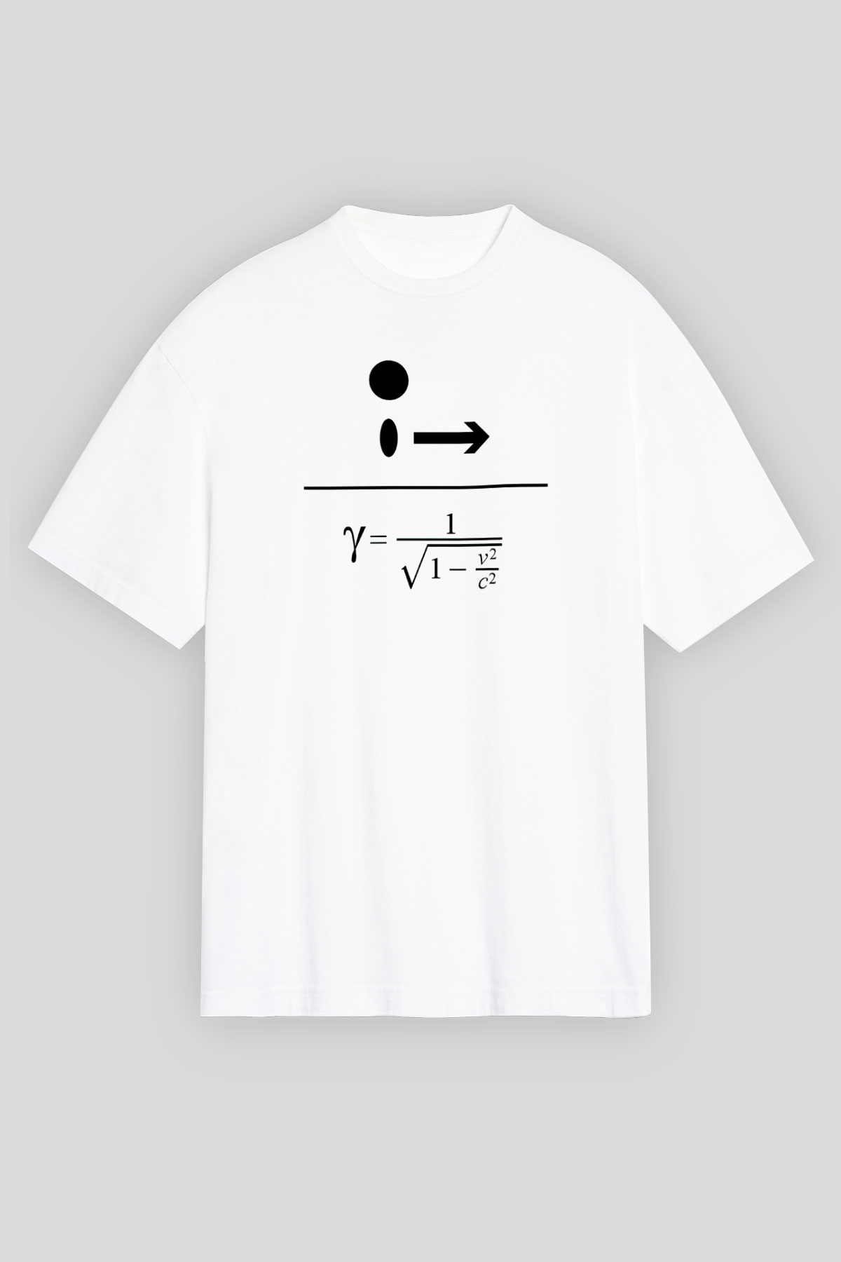 Lorentz Faktörü Baskılı Unisex Oversize Beyaz Tişört - Tshirt