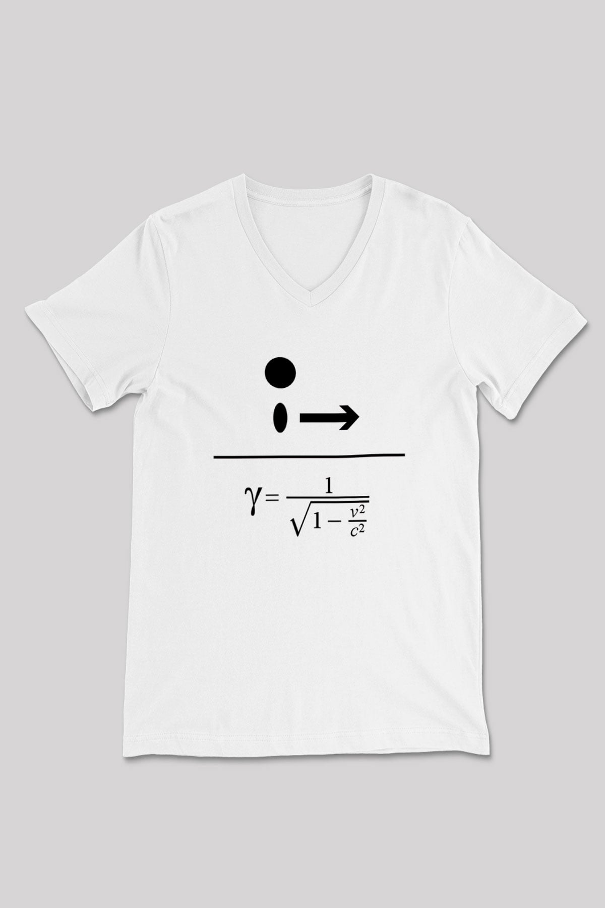 Lorentz Faktörü Baskılı Unisex V Yaka Beyaz Tişört - Tshirt