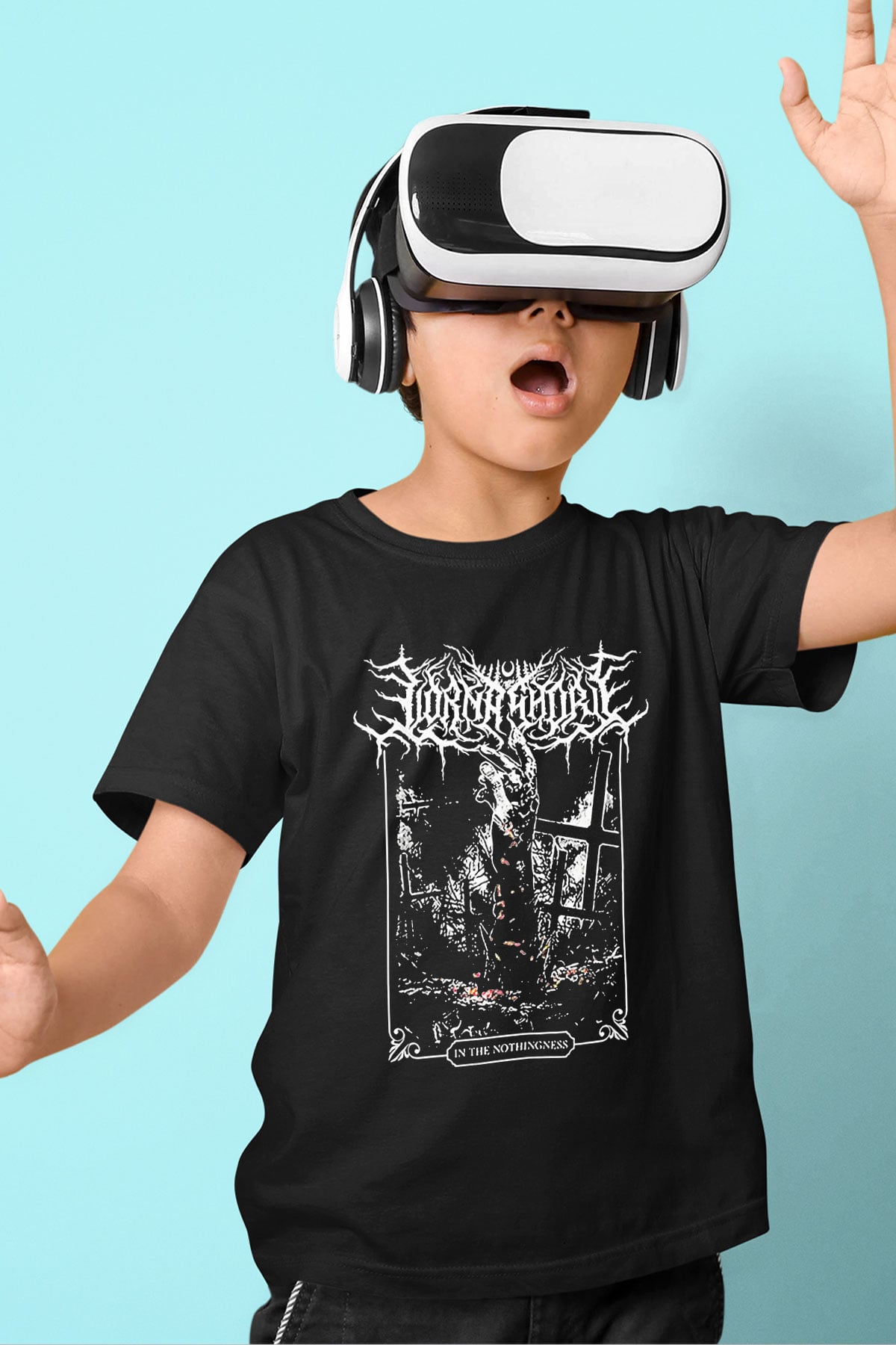 Lorna Shore Baskılı Unisex Siyah Çocuk Tişört - Tshirt