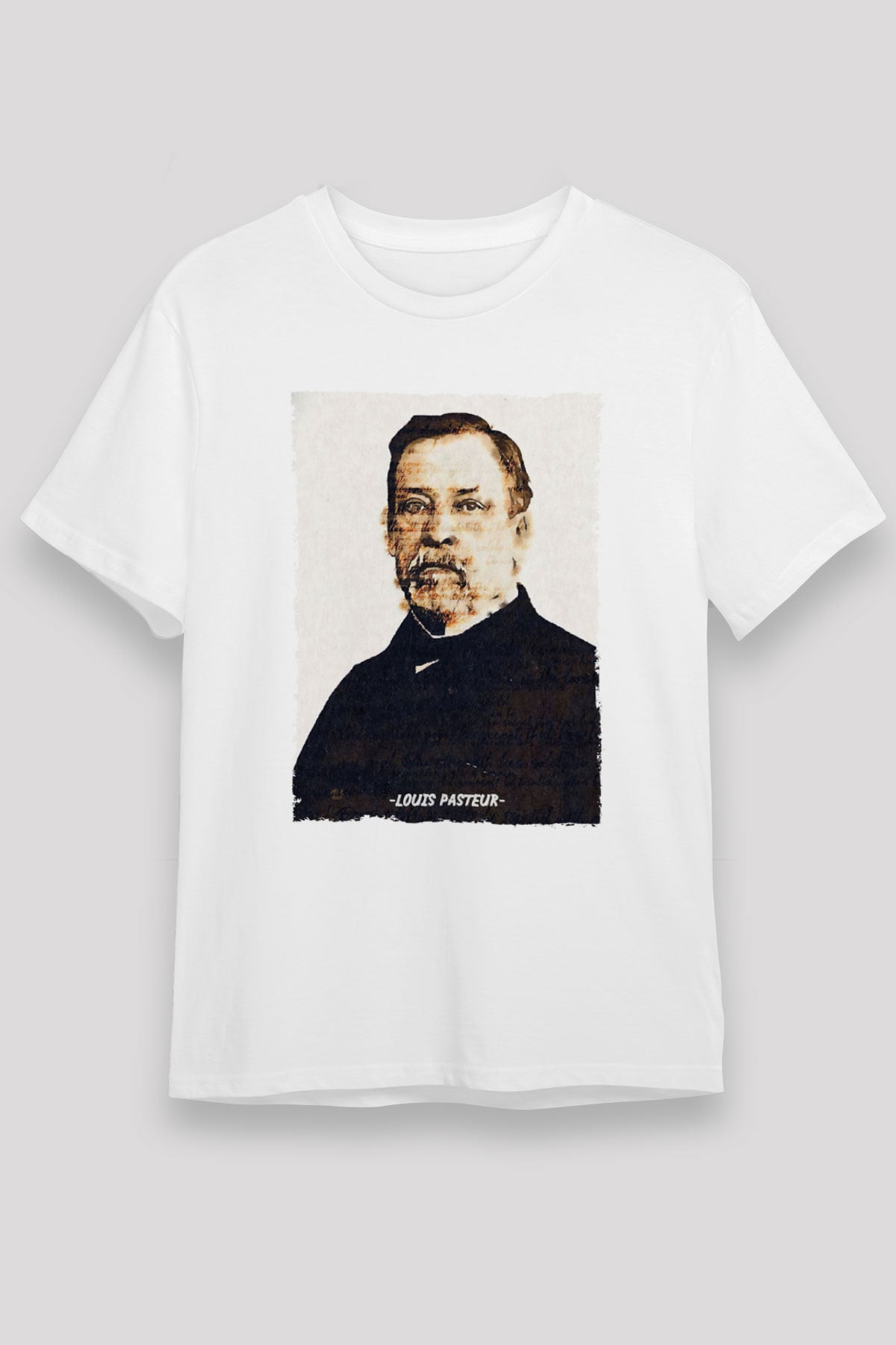 Louis Pasteur Baskılı Unisex Beyaz Tişört - Tshirt
