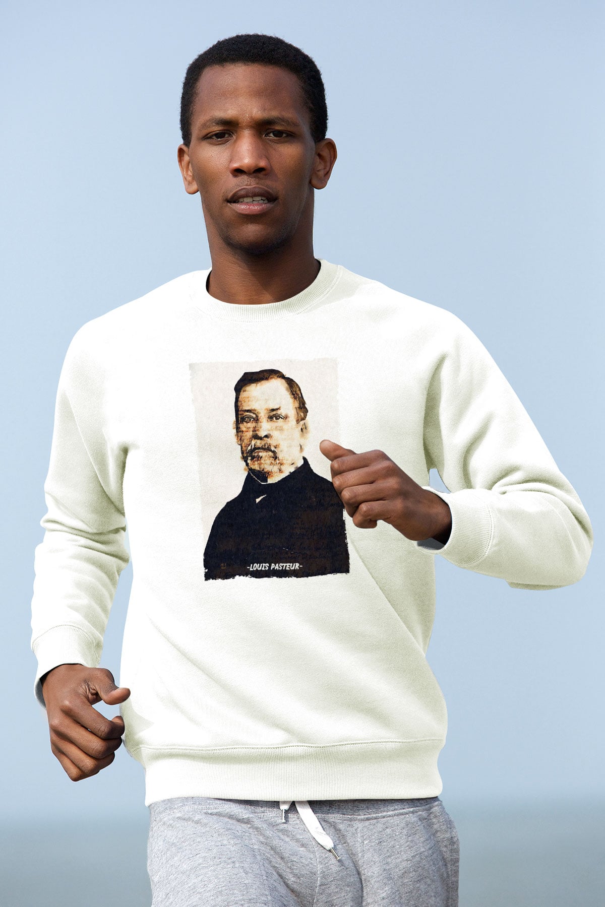 Louis Pasteur Baskılı Unisex Ekru Sweatshirt