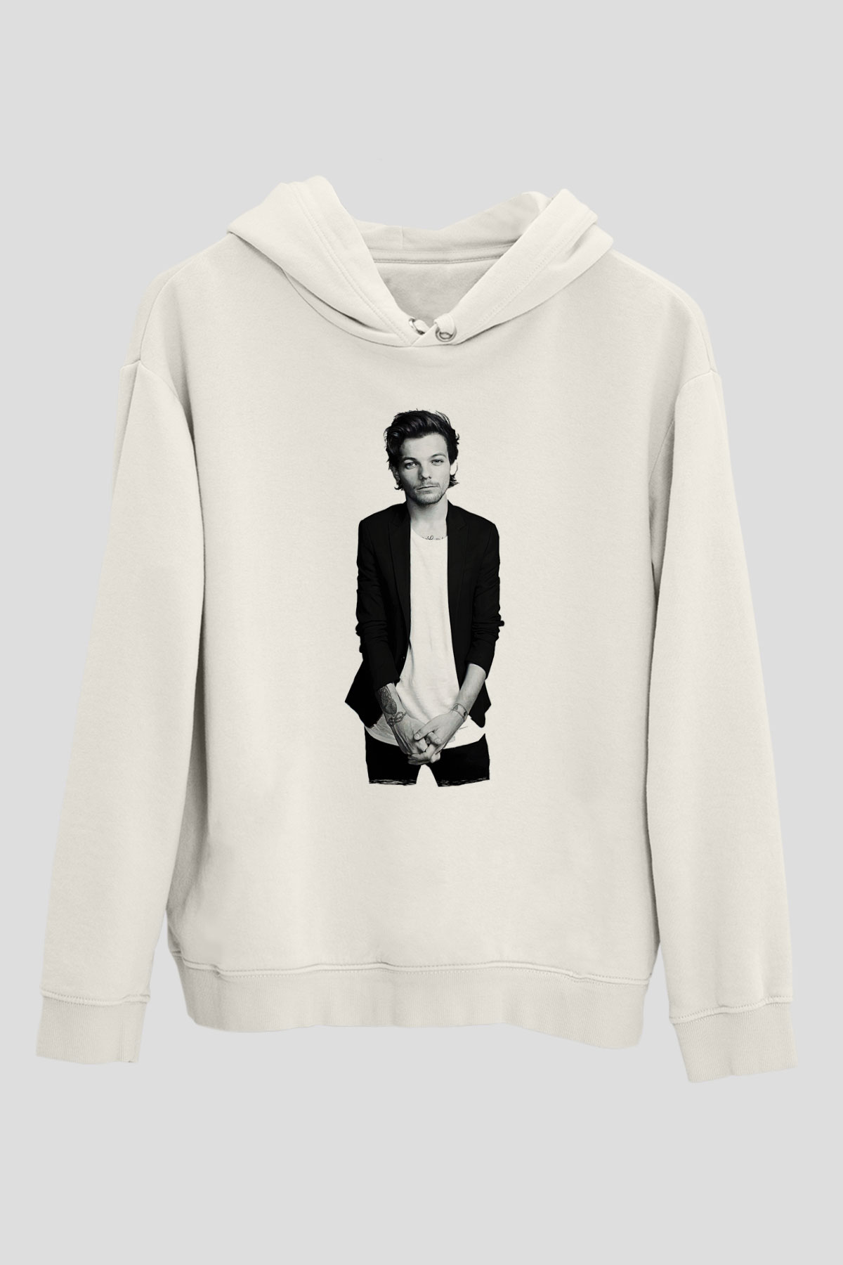 Louis Tomlinson Baskılı Beyaz Unisex Kapüşonlu Sweatshirt