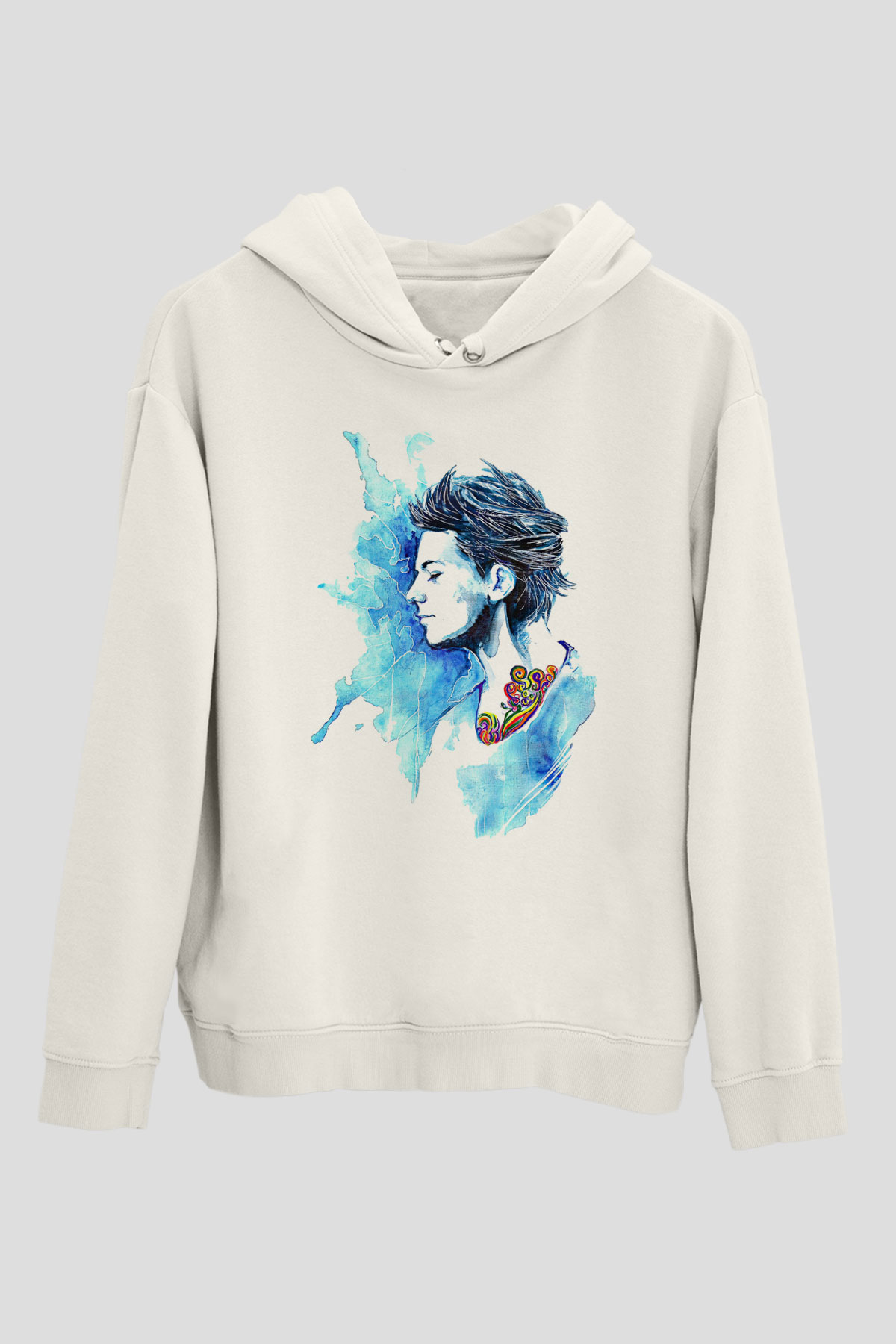 Louis Tomlinson Baskılı Beyaz Unisex Kapüşonlu Sweatshirt