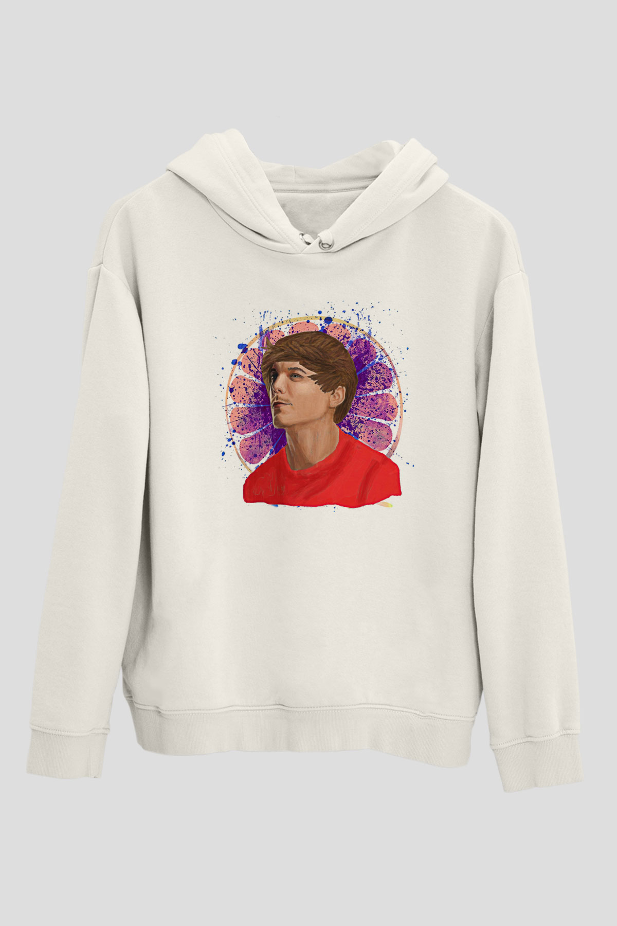 Louis Tomlinson Baskılı Beyaz Unisex Kapüşonlu Sweatshirt