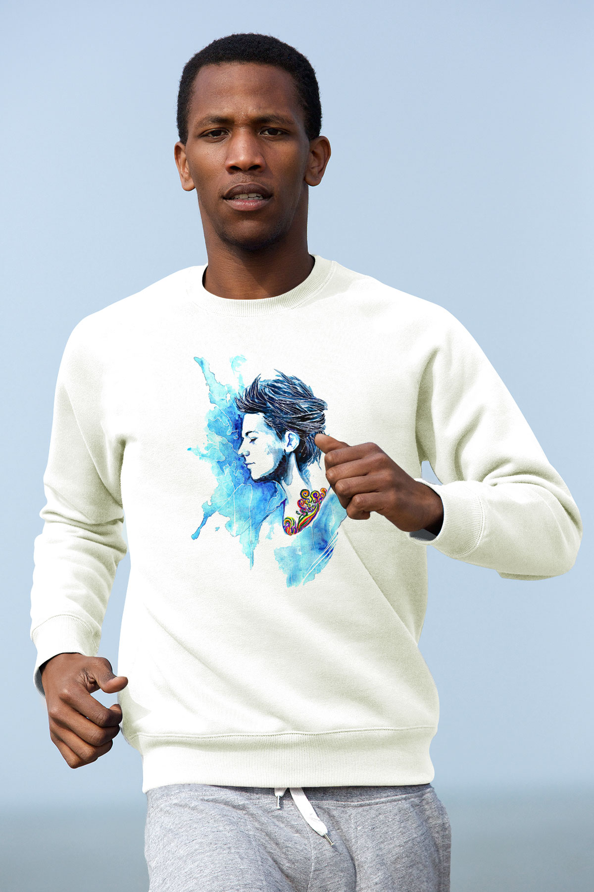 Louis Tomlinson Baskılı Beyaz Unisex Sweatshirt