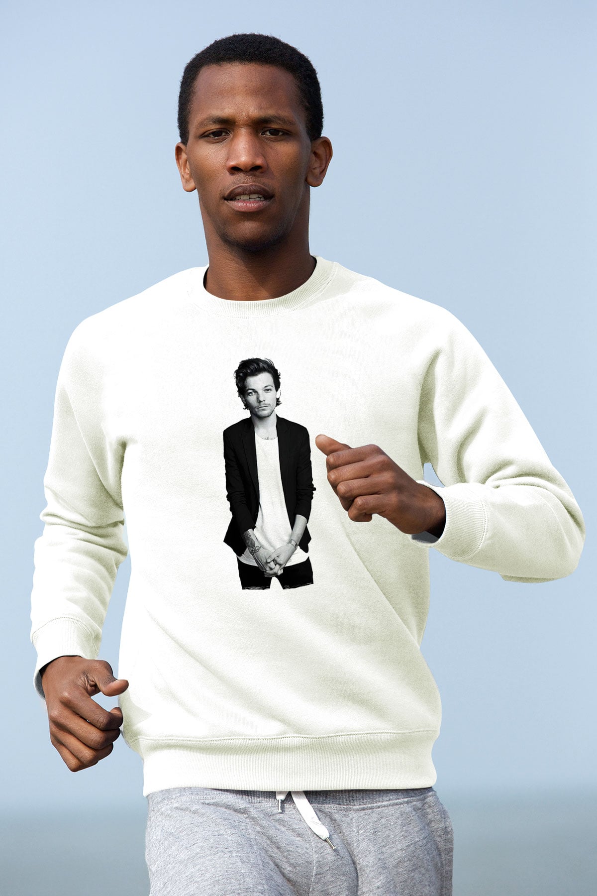 Louis Tomlinson Baskılı Beyaz Unisex Sweatshirt