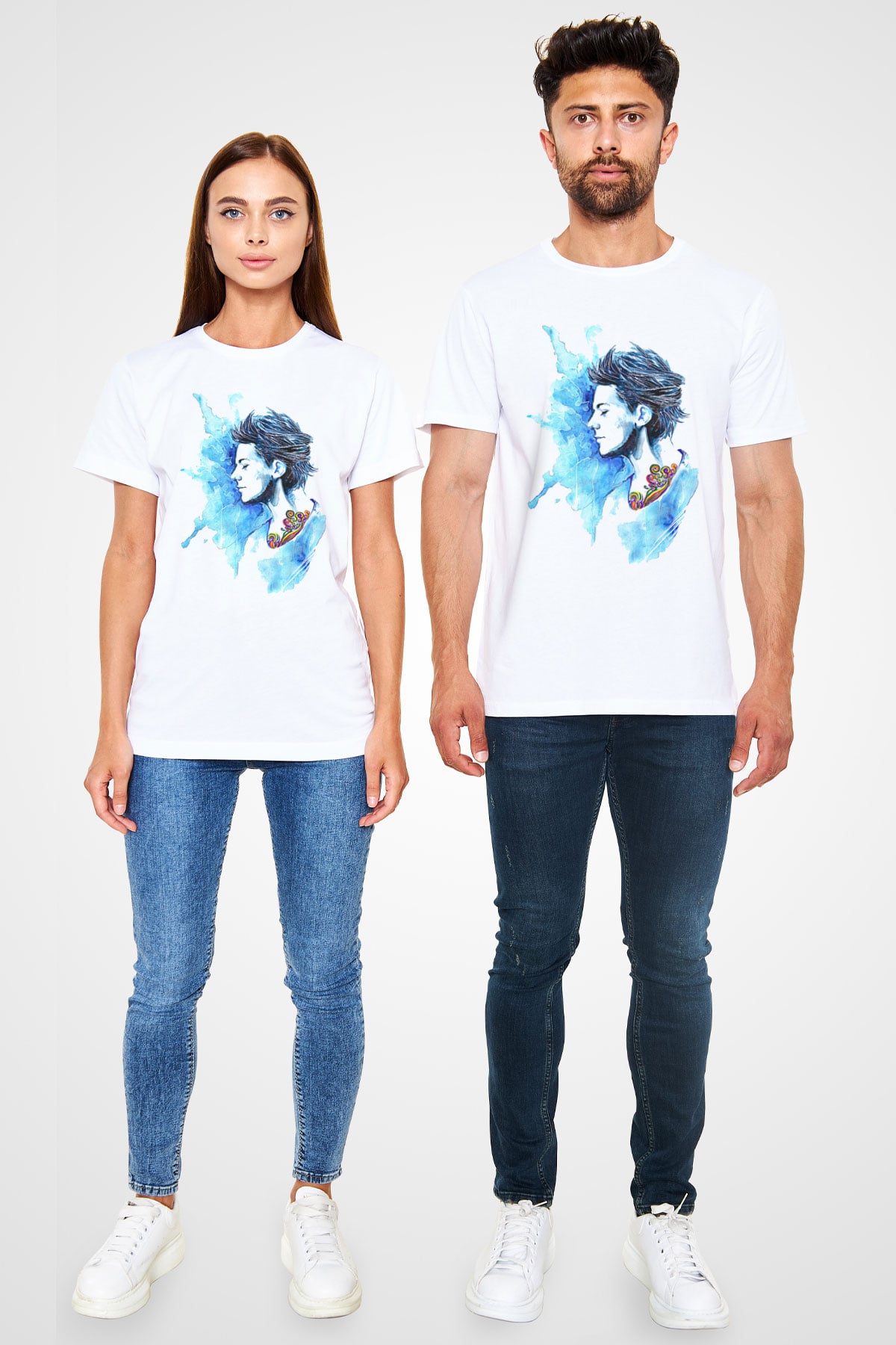 Louis Tomlinson Baskılı Unisex Beyaz Tişört - Tshirt