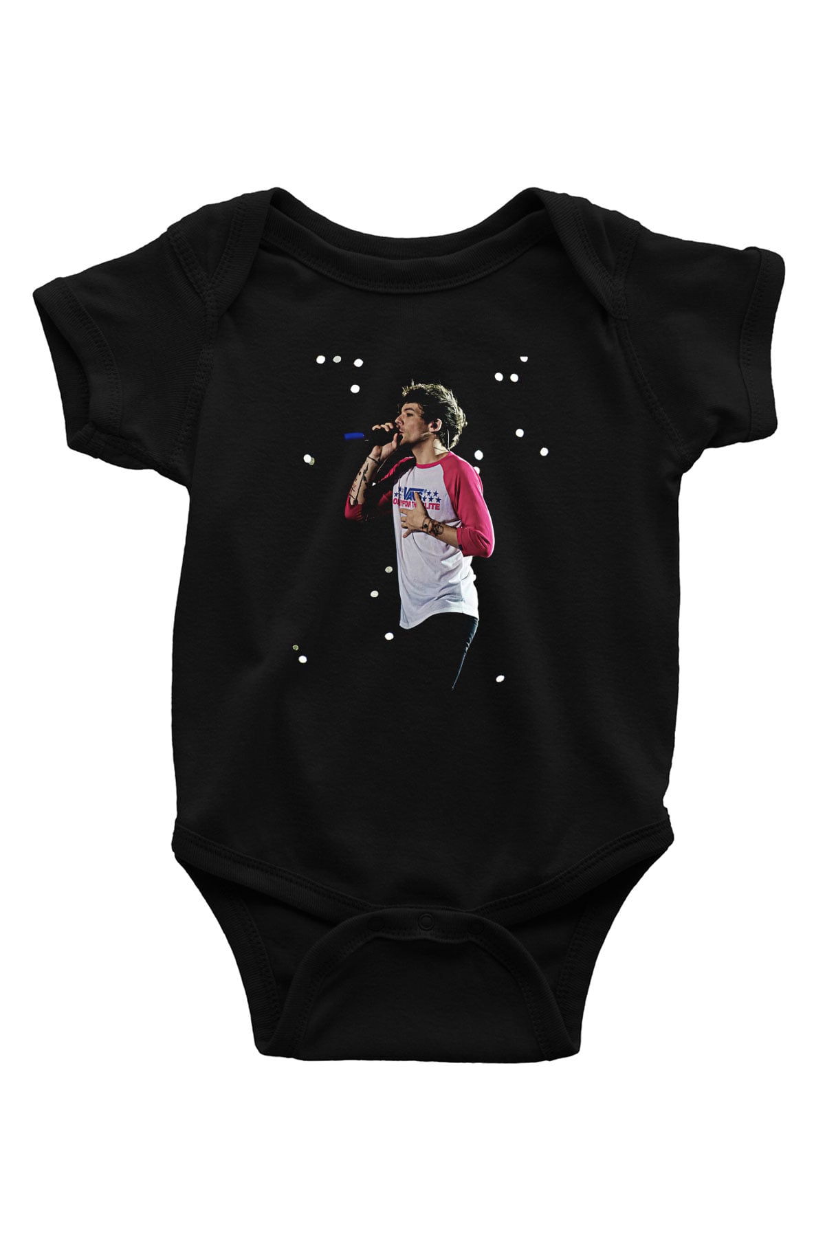 Louis Tomlinson Baskılı Unisex Siyah Bebek Body - Zıbın