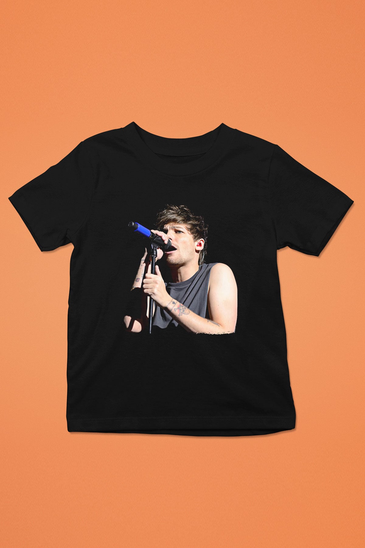 Louis Tomlinson Baskılı Unisex Siyah Çocuk Tişört - Tshirt