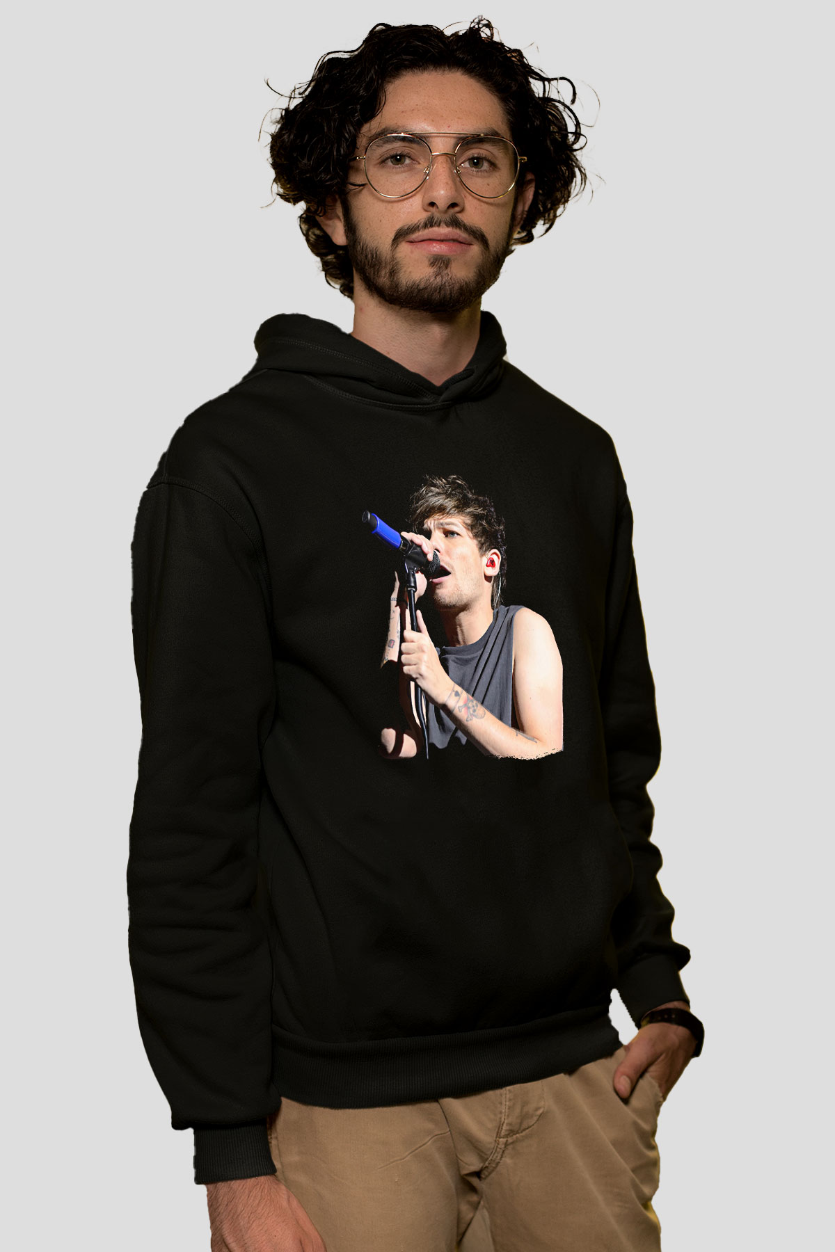 Louis Tomlinson Baskılı Unisex Siyah Hoodie