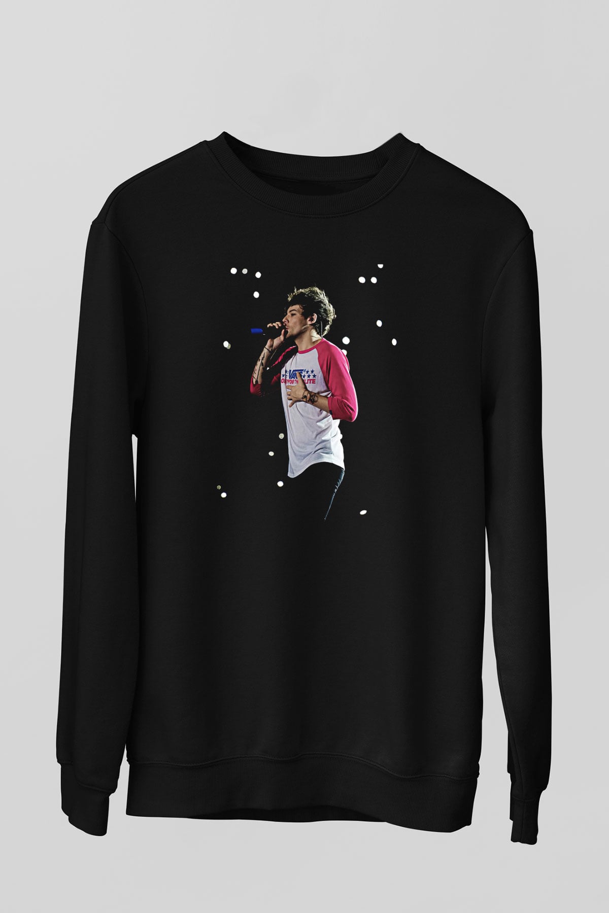 Louis Tomlinson Baskılı Unisex Siyah Sweatshirt