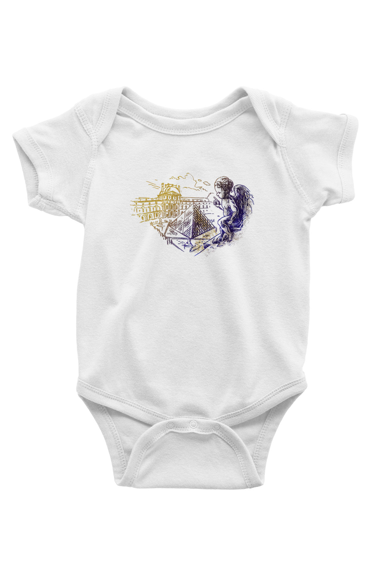 Louvre Müzesi Baskılı Beyaz Unisex Bebek Body - Zıbın